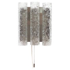 Mid-Century Doria Leuchten Ice Glass Wall Sconce with Pull Switch