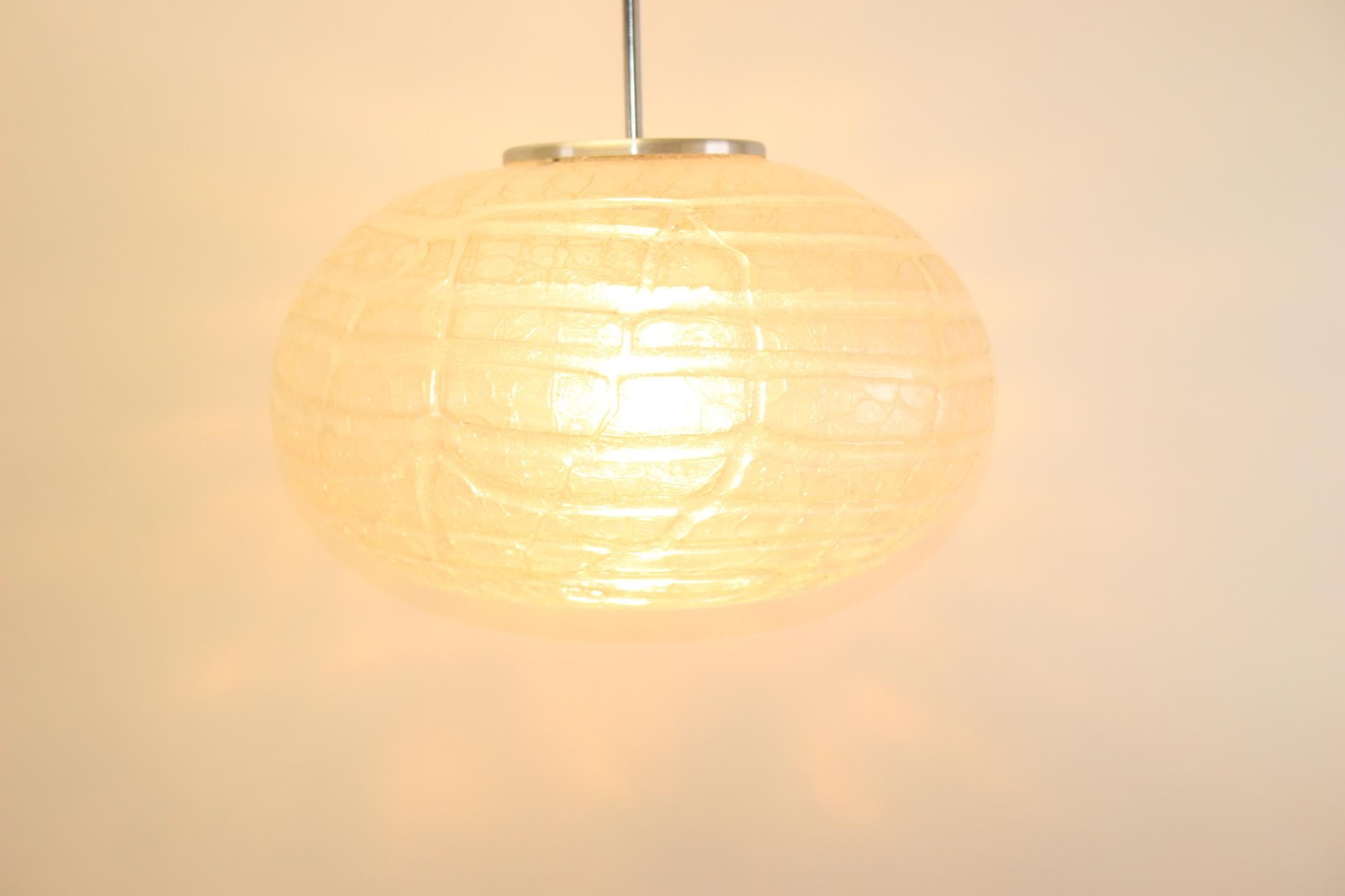 Mid Century Doria Space Age Oval Flat Glass Pendant Lamp For Sale 1