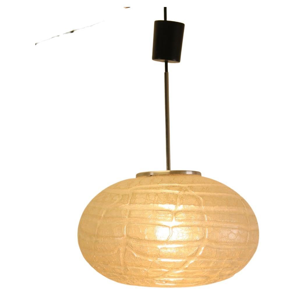 Mid Century Doria Space Age Oval Flat Glass Pendant Lamp For Sale