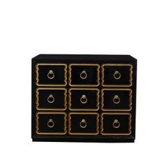 Mid-Century Dorothy Draper Kommode für España, vergoldet und schwarz lackiert