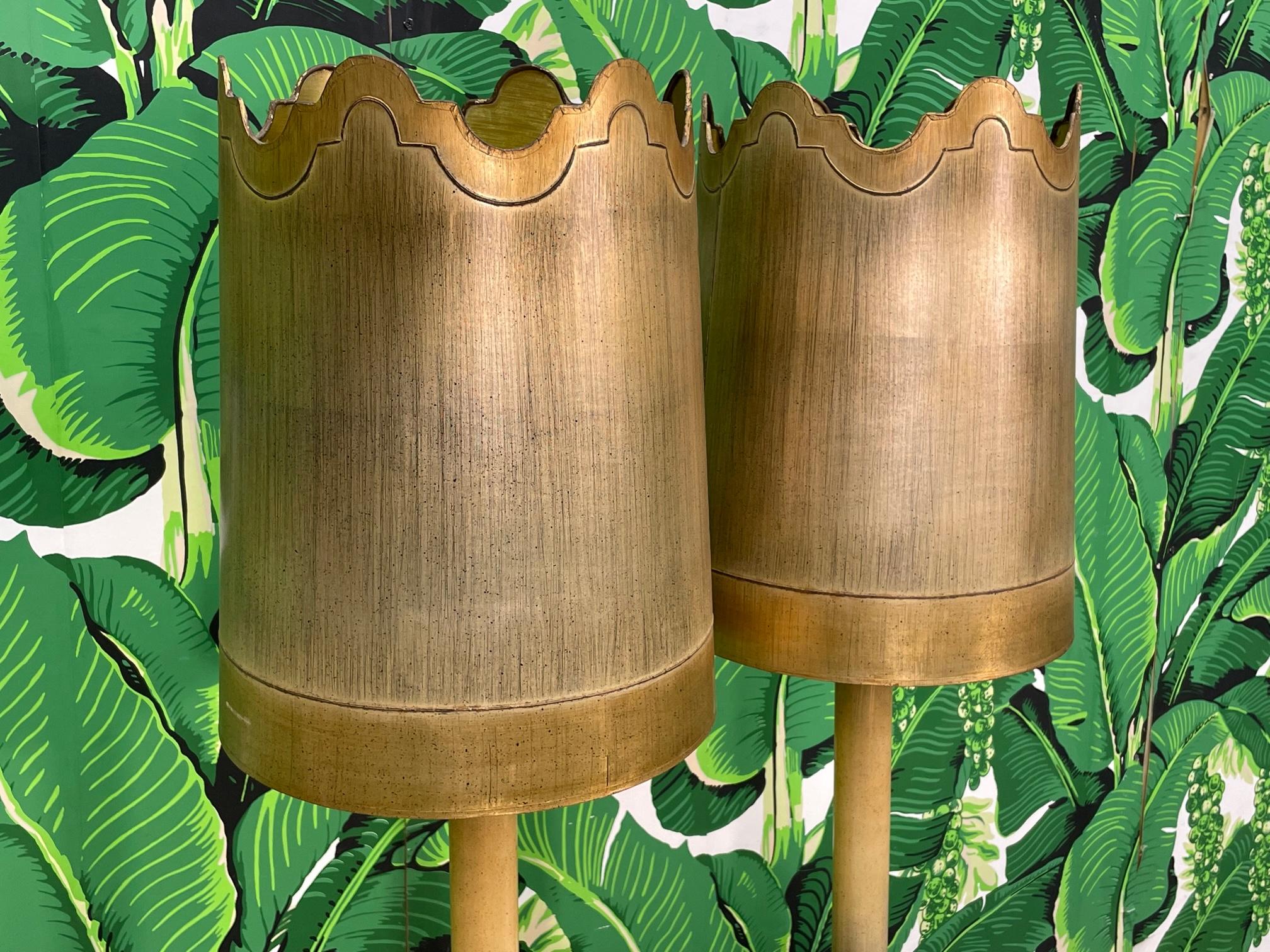 Mid-Century Modern Mid Century Dorothy Draper Style Gold Table Lamps For Sale