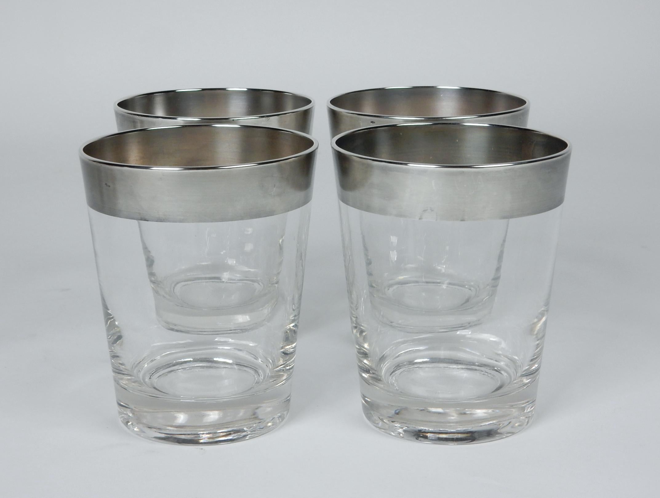 Midcentury Dorothy Thorpe Silver Band Barware 20 Piece Set In Good Condition In Las Vegas, NV