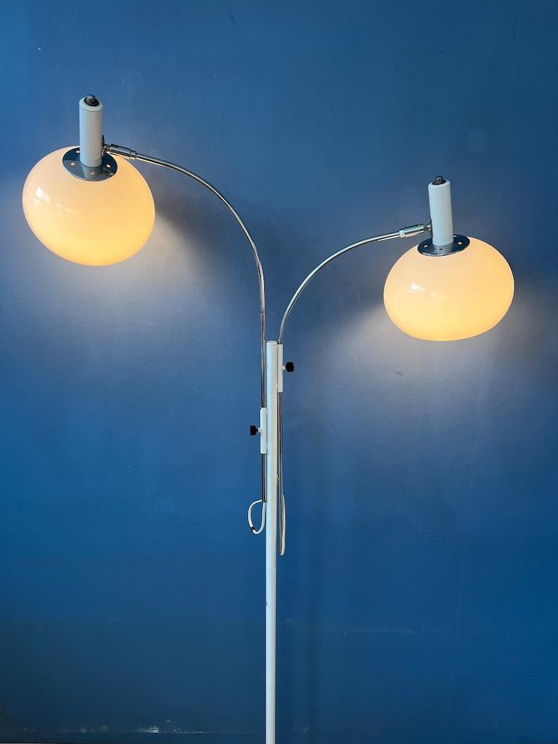 20th Century Mid Century Double Arc Space Age Mushroom Floor Lamp by Dijkstra, 1970s For Sale