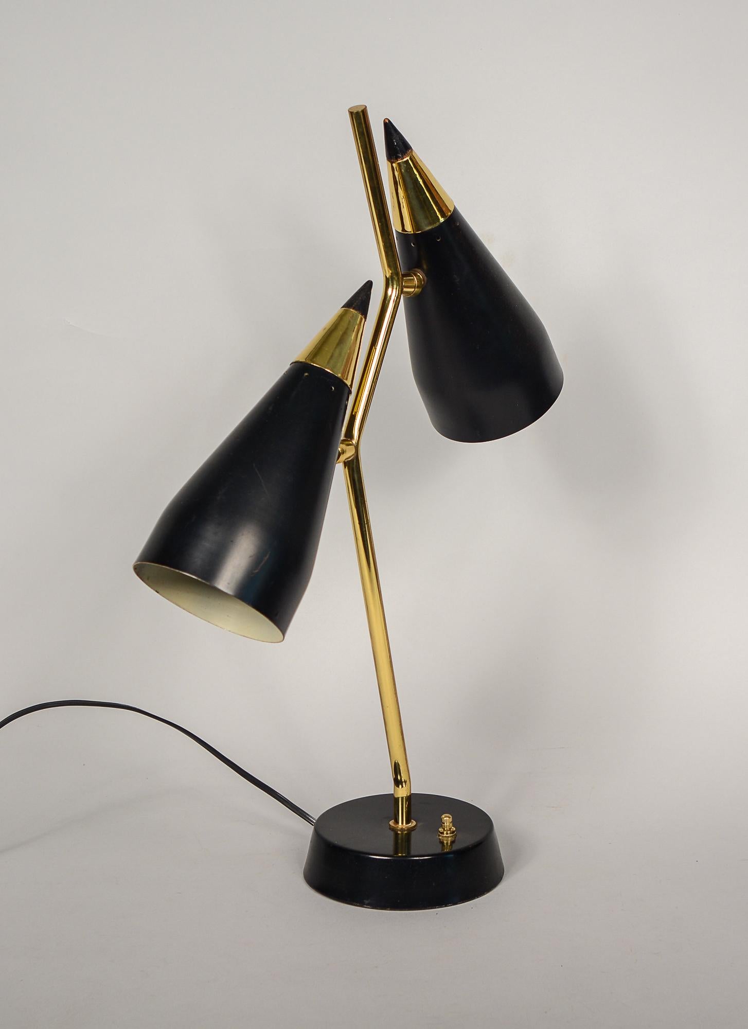 Mid-Century Modern Mid Century Double Cone Desk or Table Lamp