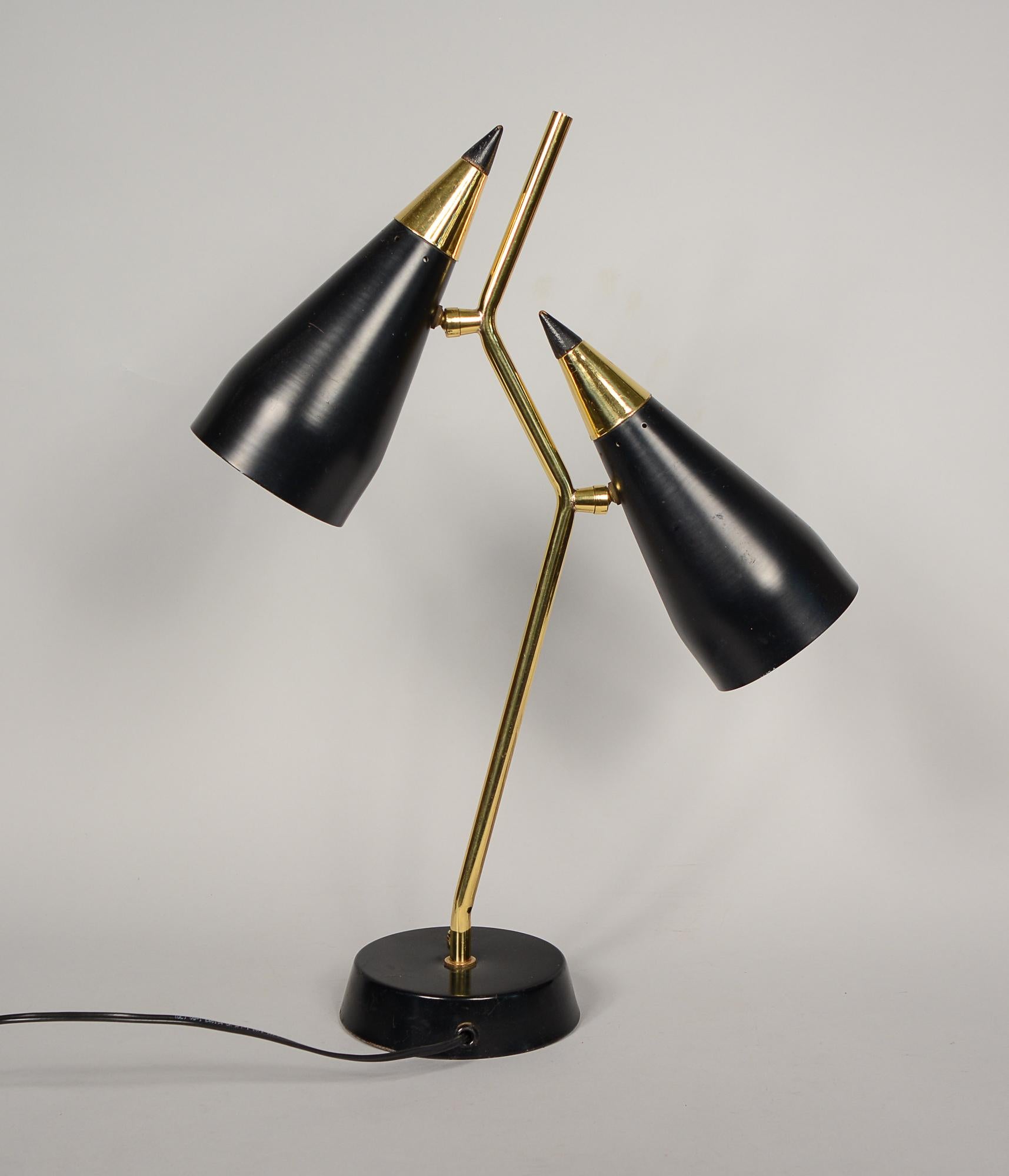 20th Century Mid Century Double Cone Desk or Table Lamp