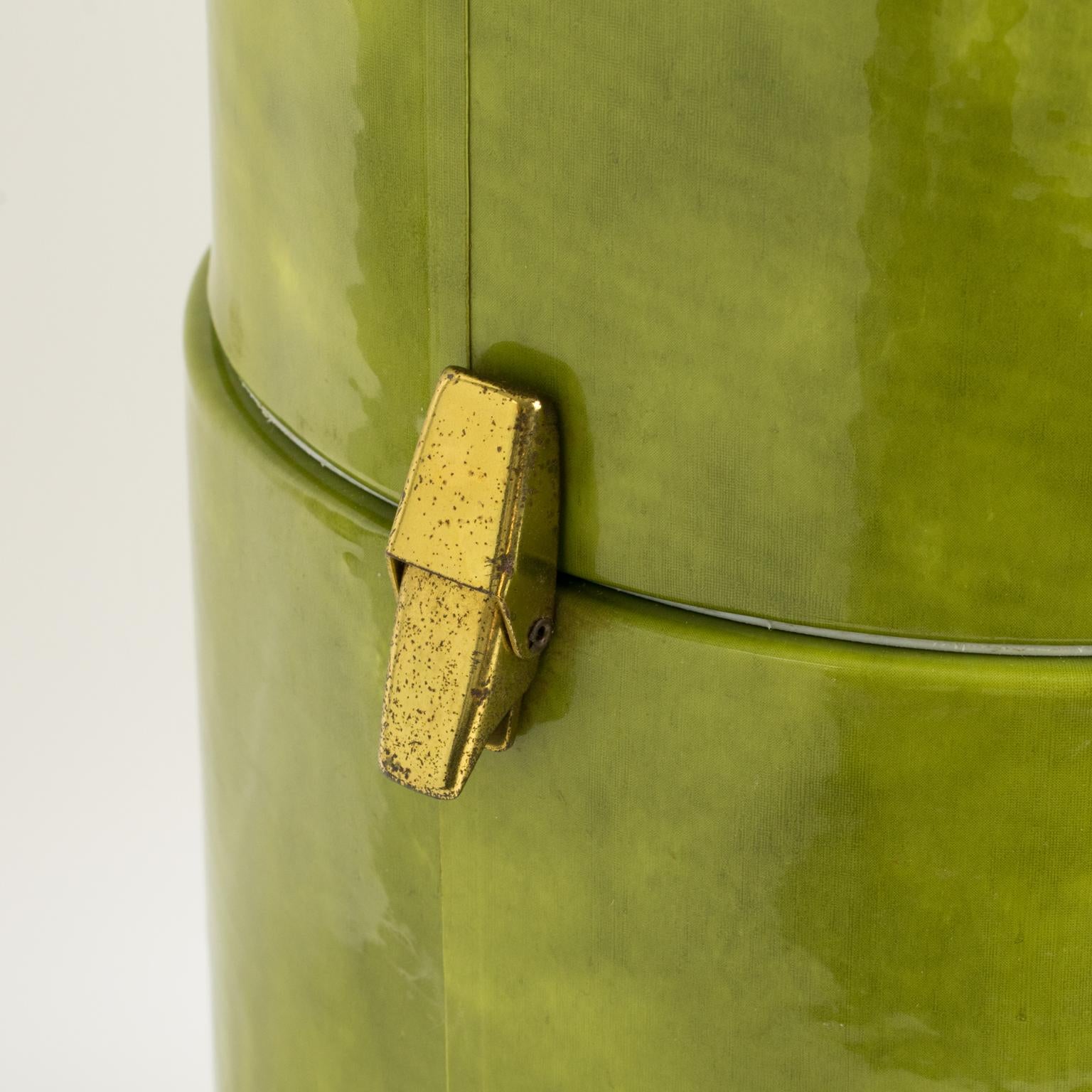 Seau à glace en cuir PVC vert pour bar à deux étages du milieu du siècle en vente 3