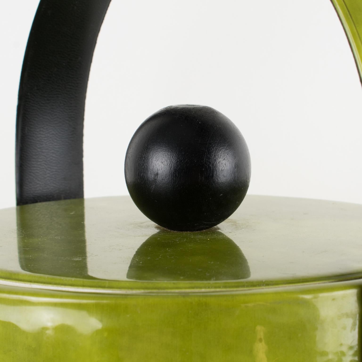 Seau à glace en cuir PVC vert pour bar à deux étages du milieu du siècle en vente 8