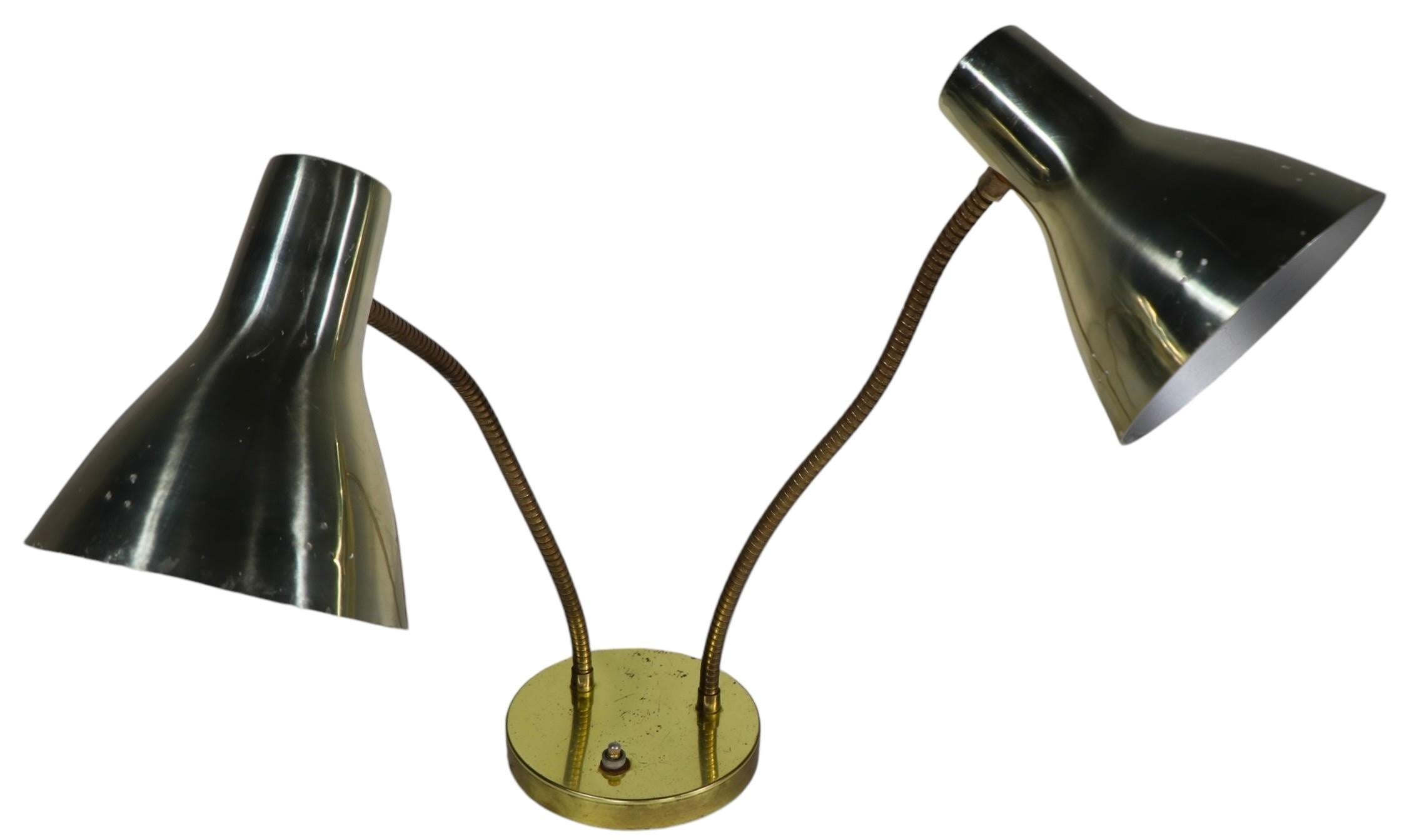 Mid Century Double Gooseneck Desk Lamp c. 1950/60's 4