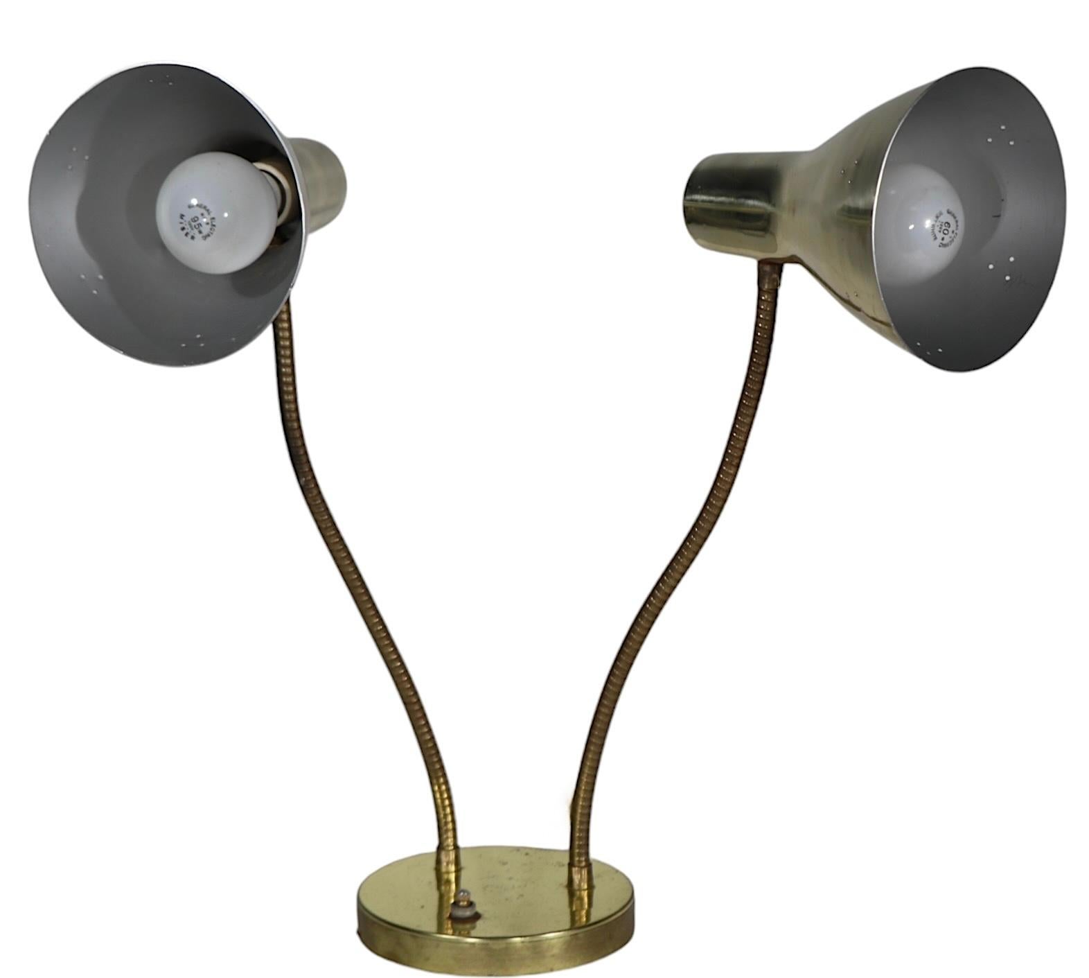 Mid Century Double Gooseneck Desk Lamp c. 1950/60's 6