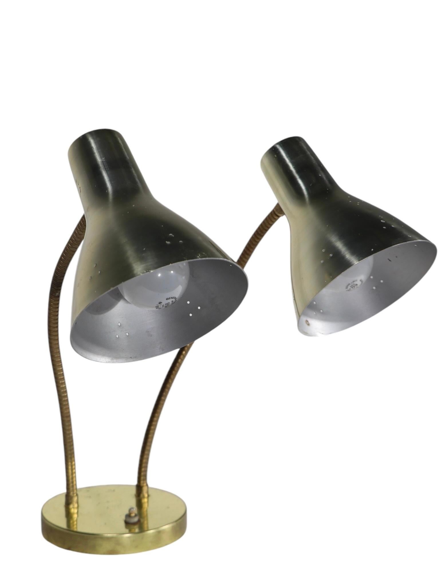 Mid Century Double Gooseneck Desk Lamp c. 1950/60's 9