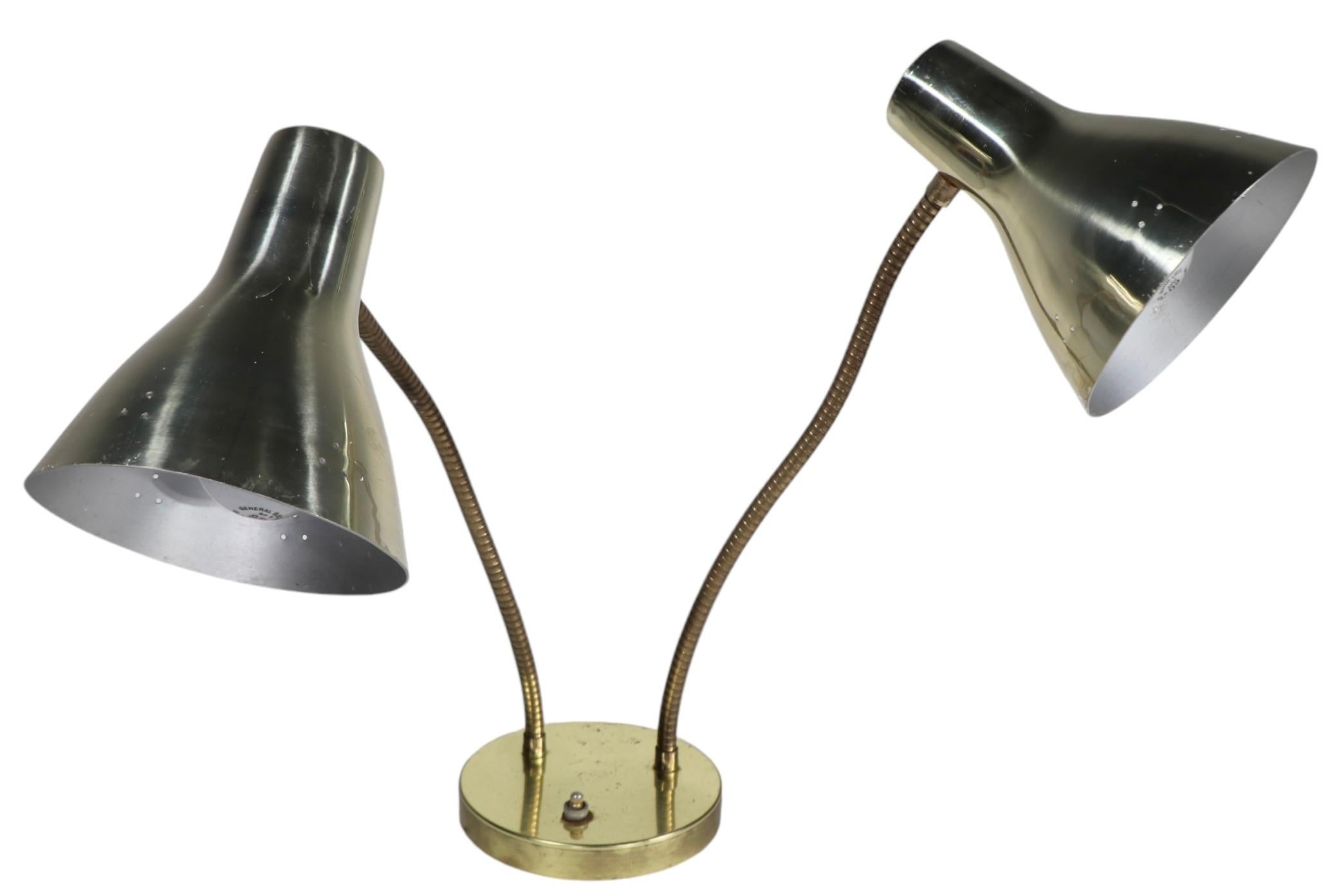 Mid Century Double Gooseneck Desk Lamp c. 1950/60's 11