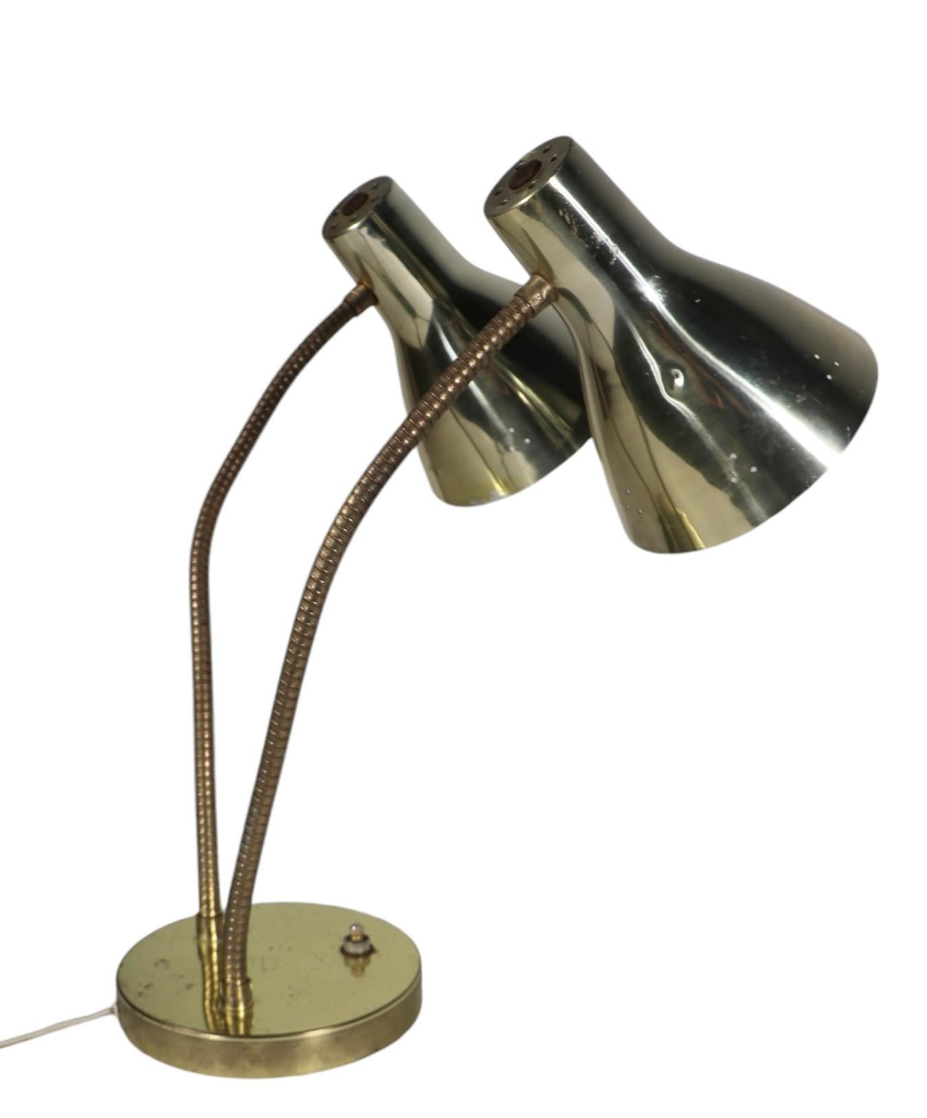 Mid Century Double Gooseneck Desk Lamp c. 1950/60's 13