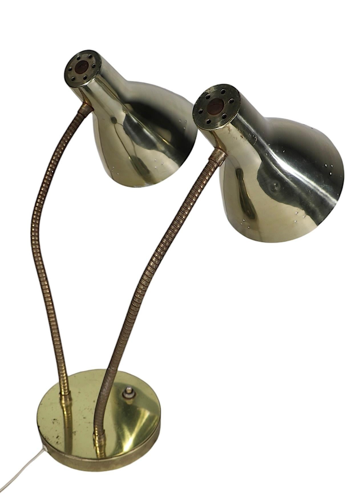 American Mid Century Double Gooseneck Desk Lamp c. 1950/60's
