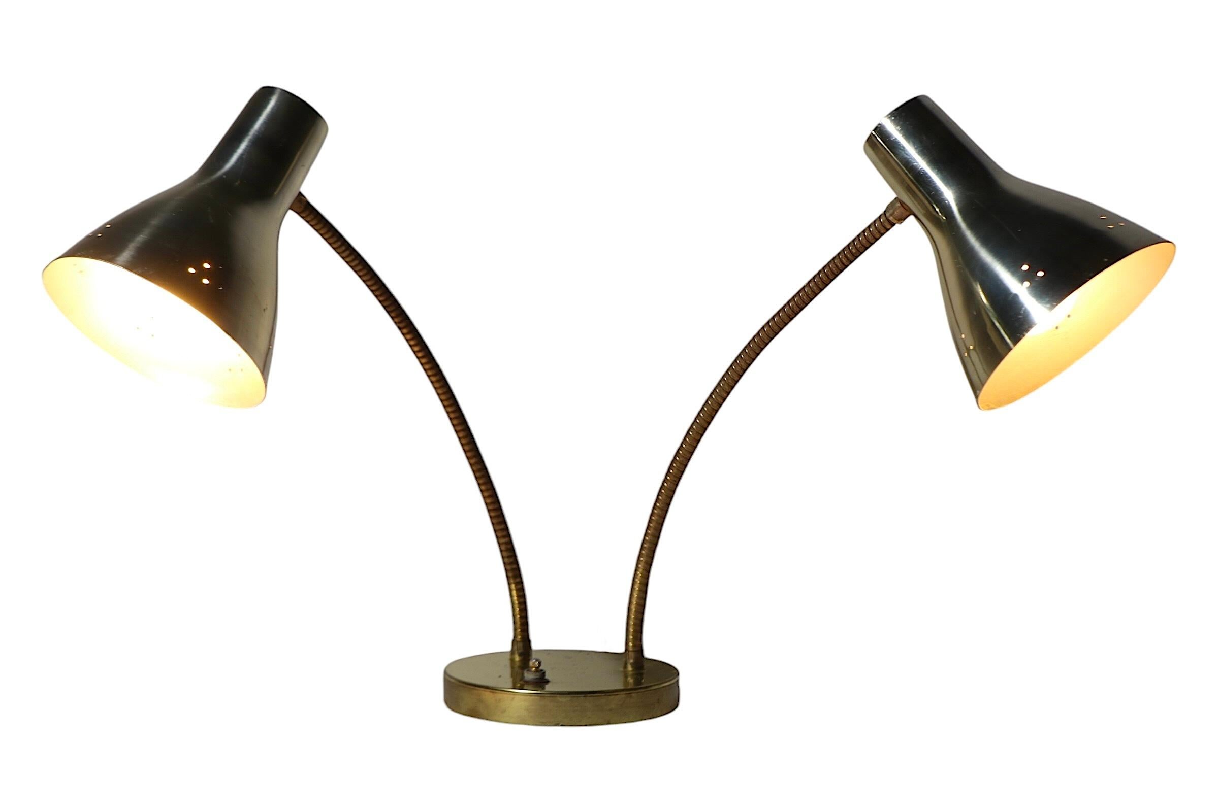 Metal Mid Century Double Gooseneck Desk Lamp c. 1950/60's