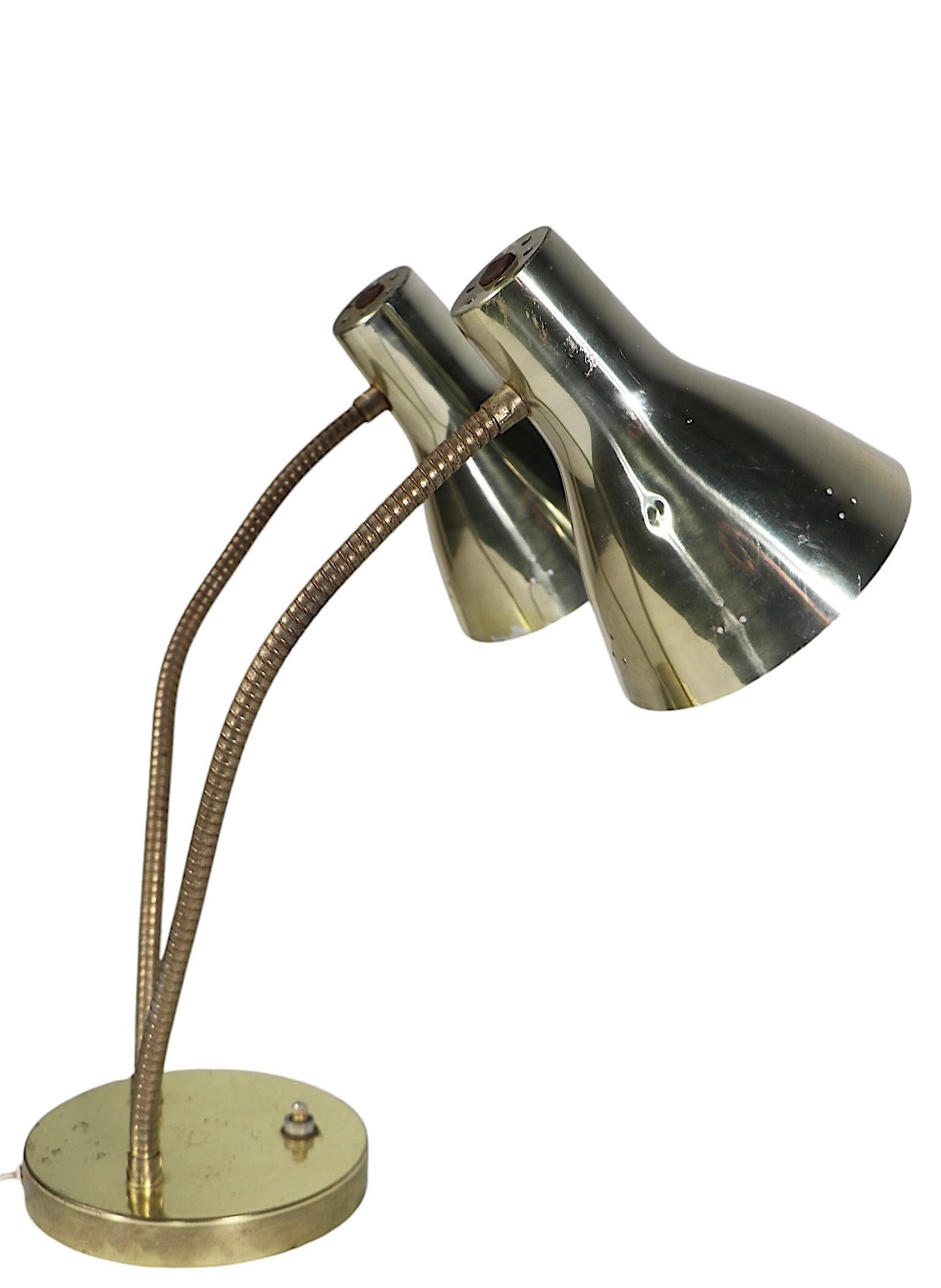 Mid Century Double Gooseneck Desk Lamp c. 1950/60's 2