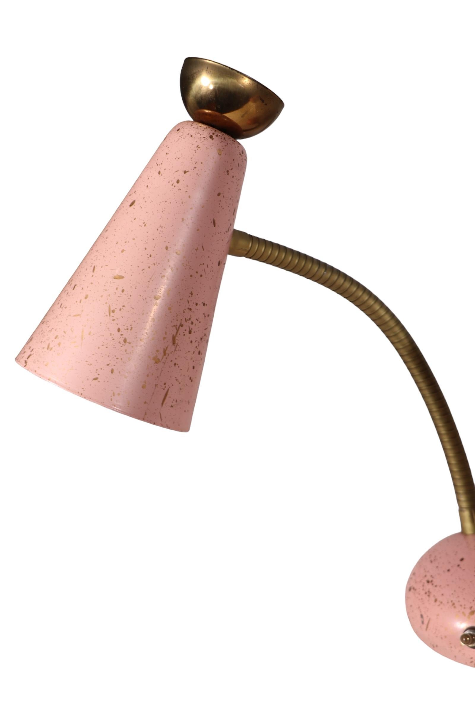 Mid Century Double Gooseneck Desk Table Lamp circa 1950's 3