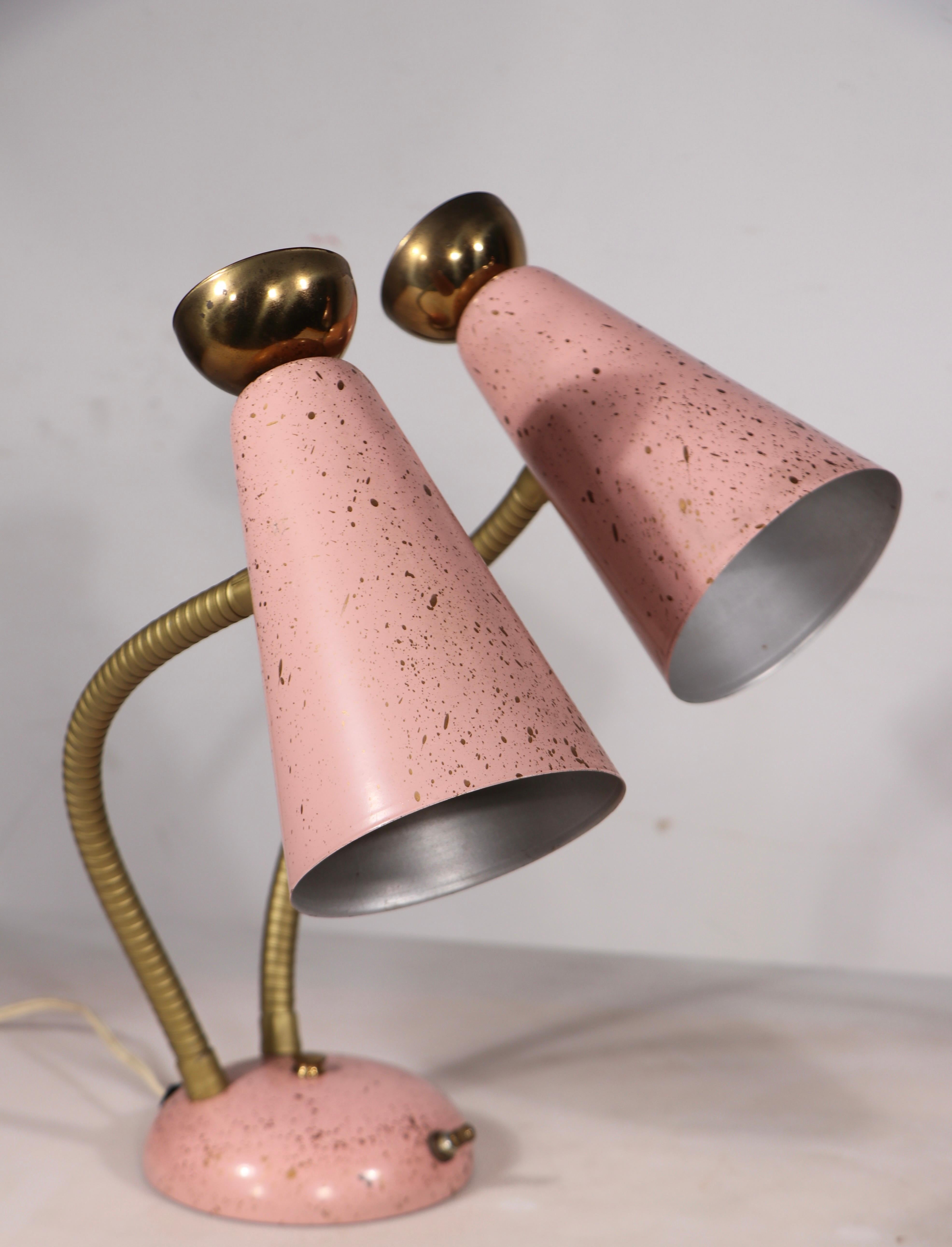 Mid-Century Modern Mid Century Double Gooseneck Desk Table Lamp circa 1950's