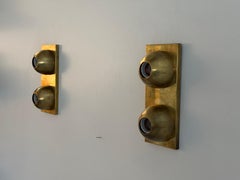 Mid-century Double Head Brass Pair of Wall Lamps, 1960s, Italy