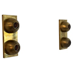 Mid-century Double Head Brass Pair of Wall Lamps, 1960s, Italy
