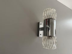 Mid-century Double Head Glass and Metal Single Wall Lamp, 1960s, Italy
