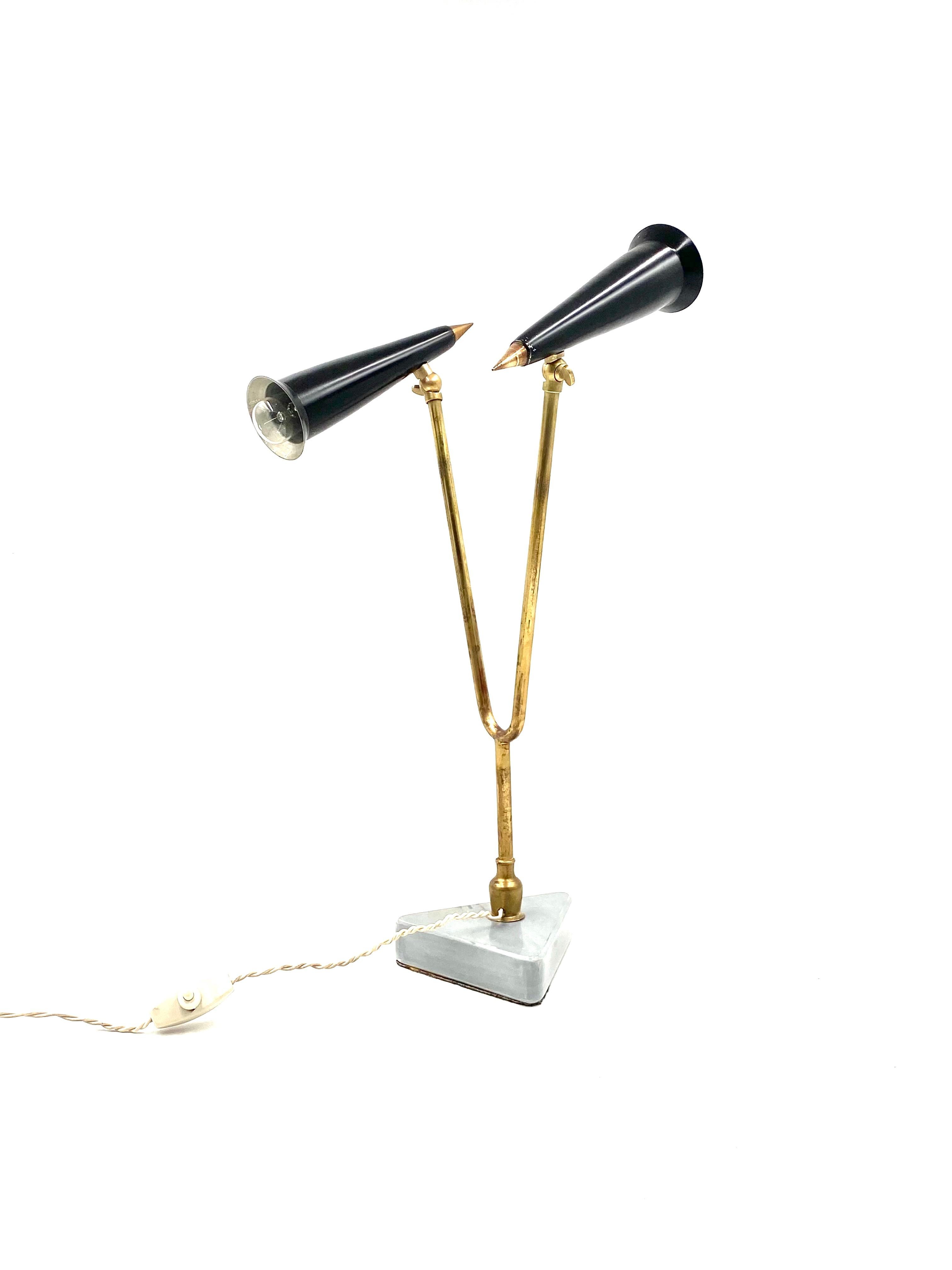 Lampe de table à double lumière du milieu du siècle, Italie 1960 en vente 5