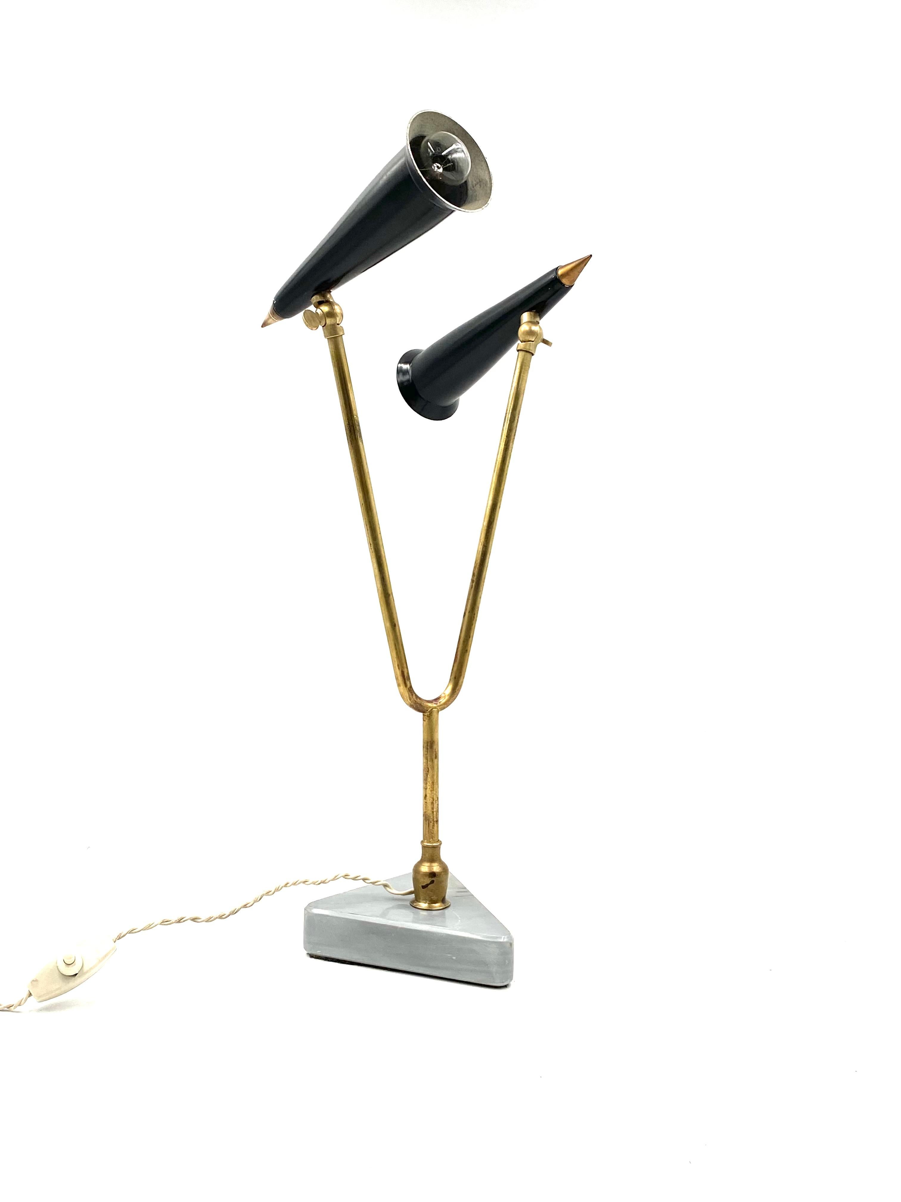Lampe de table à double lumière du milieu du siècle, Italie 1960 en vente 6