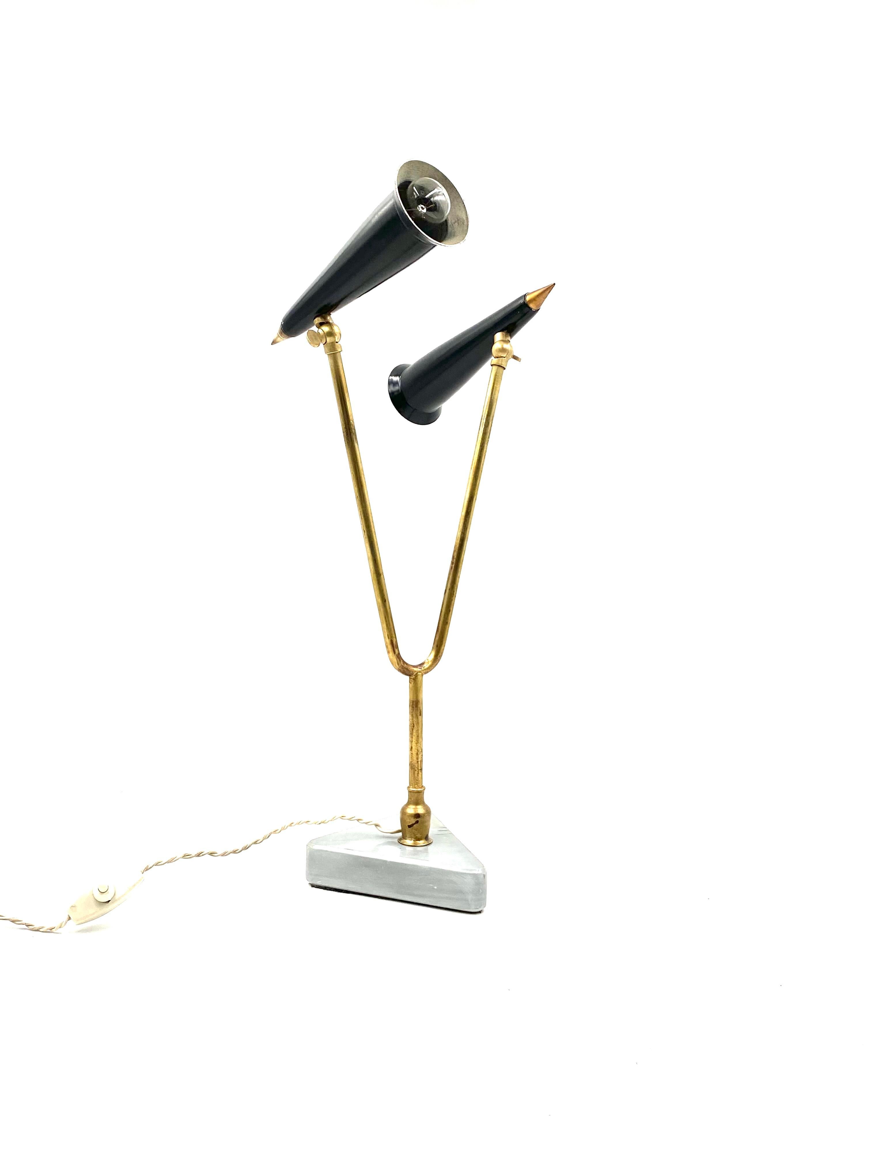 Lampe de table à double lumière du milieu du siècle, Italie 1960 en vente 7