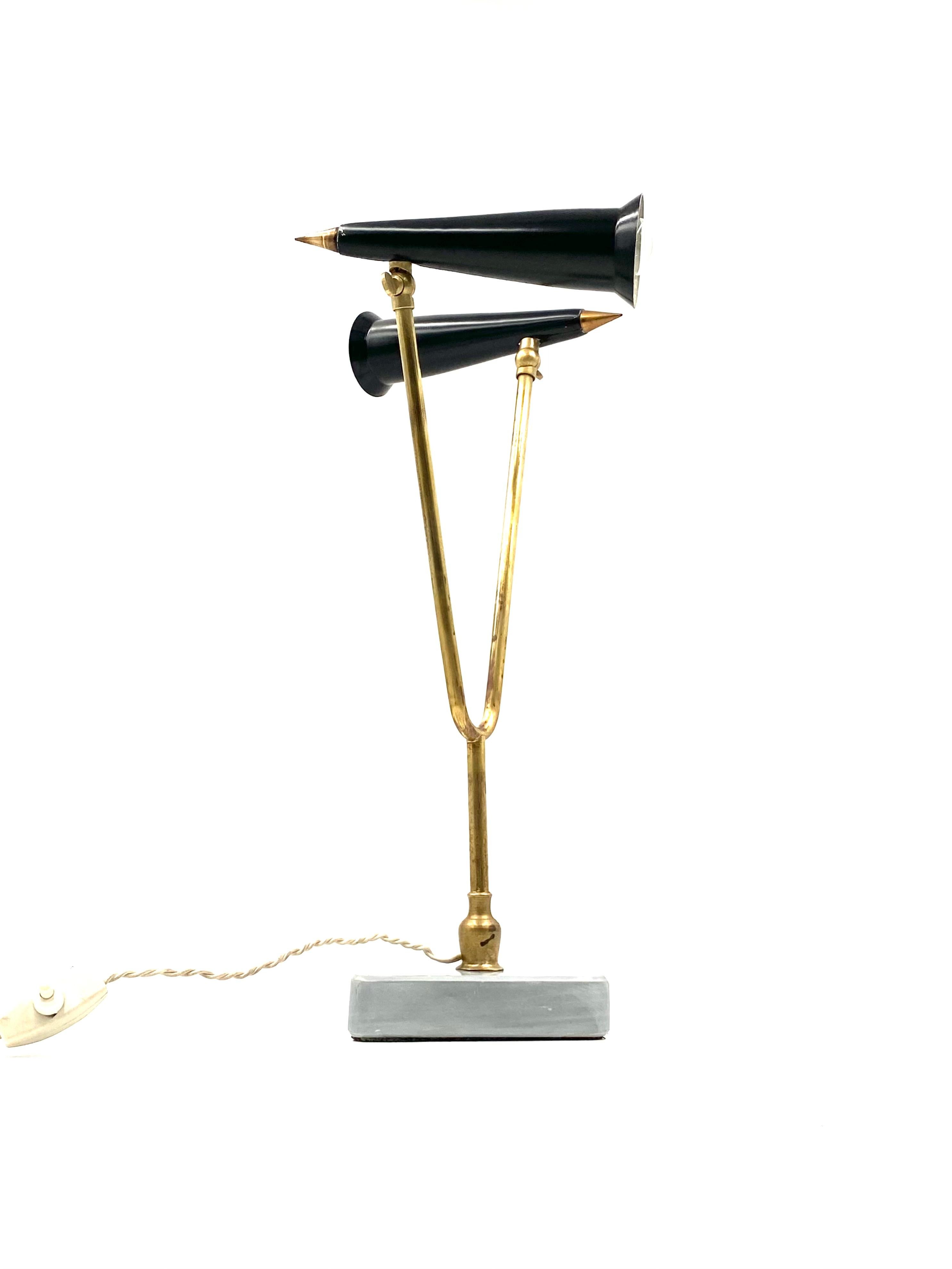 Lampe de table à double lumière du milieu du siècle, Italie 1960 en vente 8