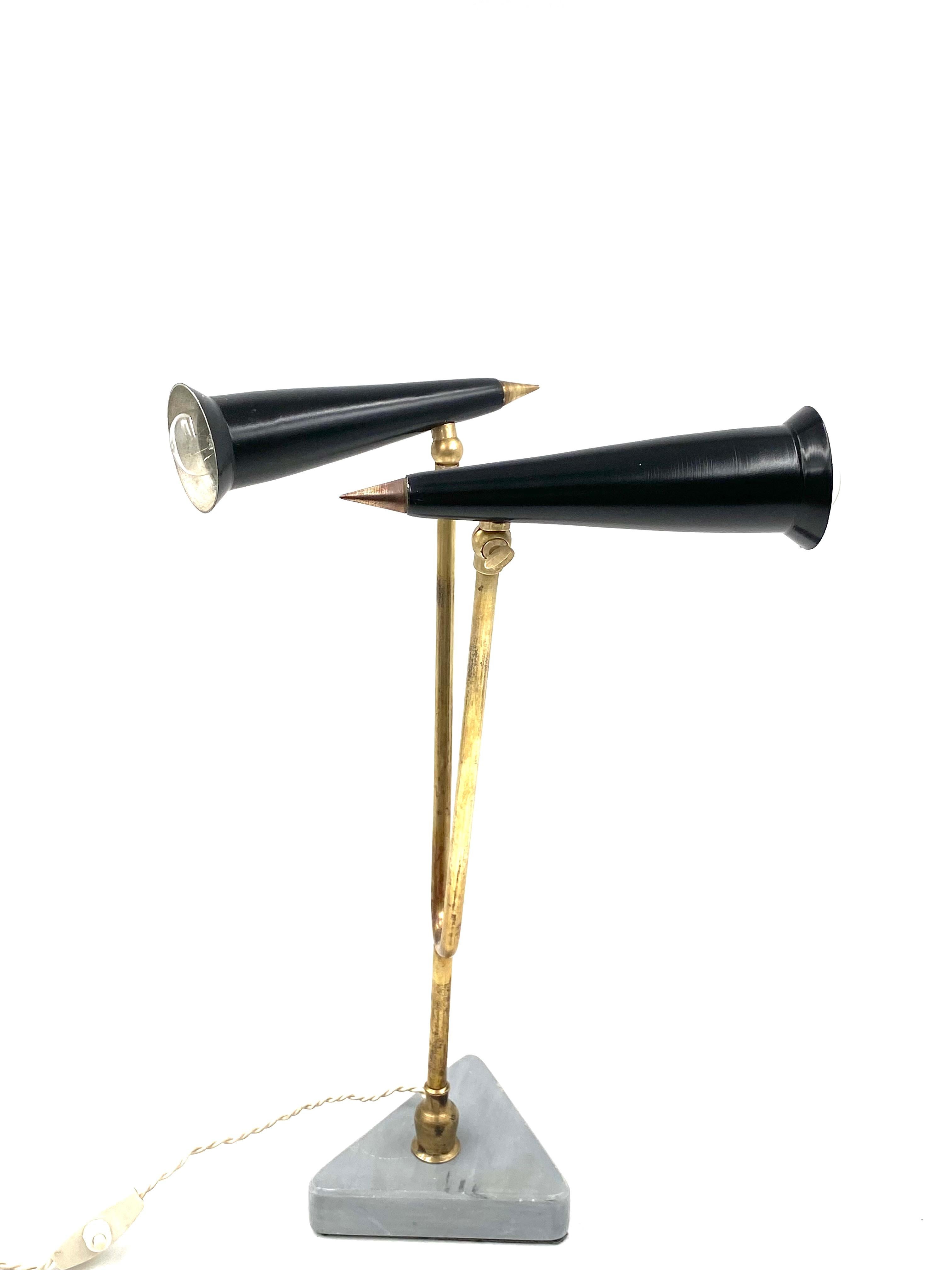 Lampe de table à double lumière du milieu du siècle, Italie 1960 en vente 11