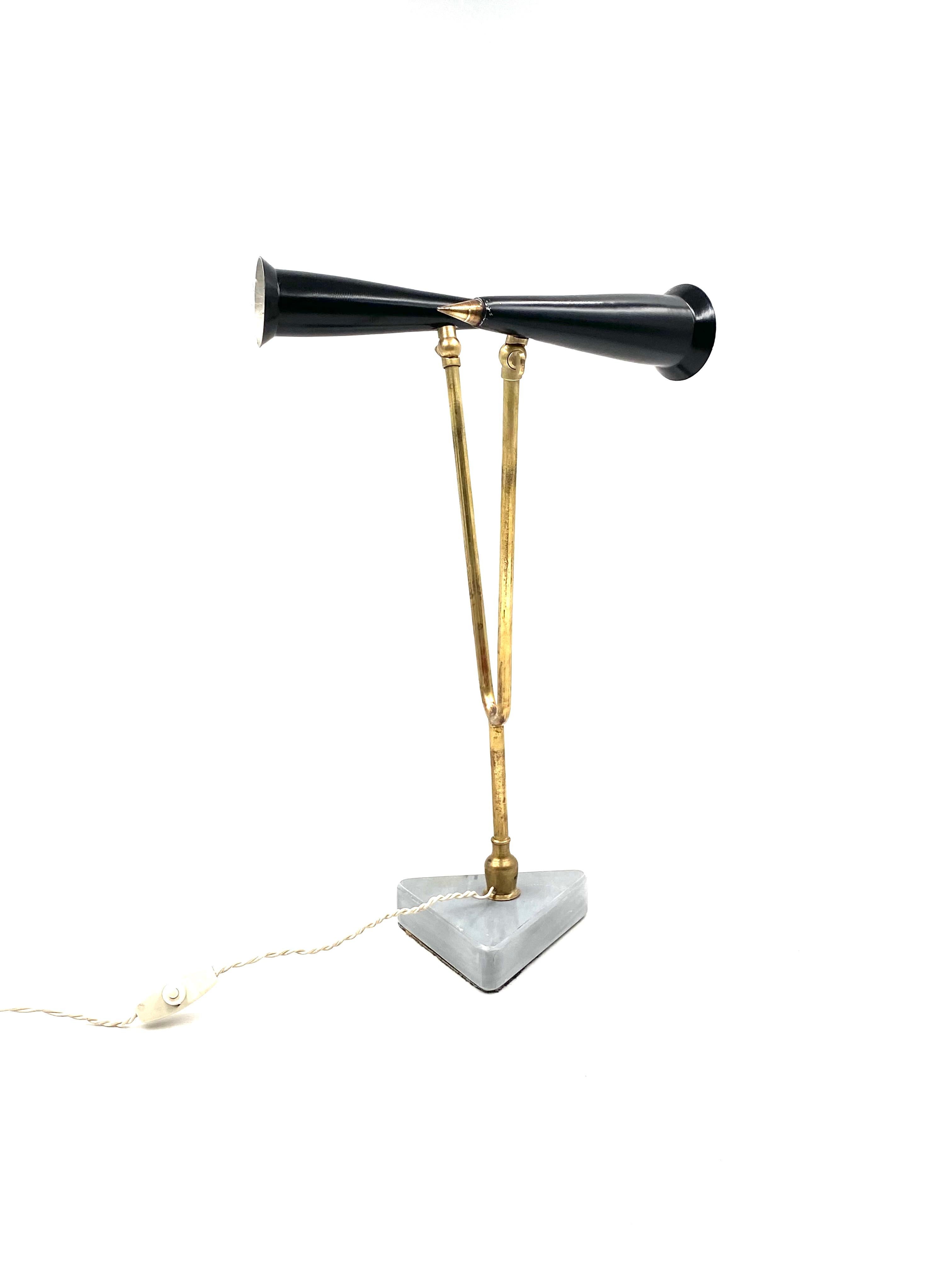 Lampe de table à double lumière du milieu du siècle, Italie 1960 en vente 1
