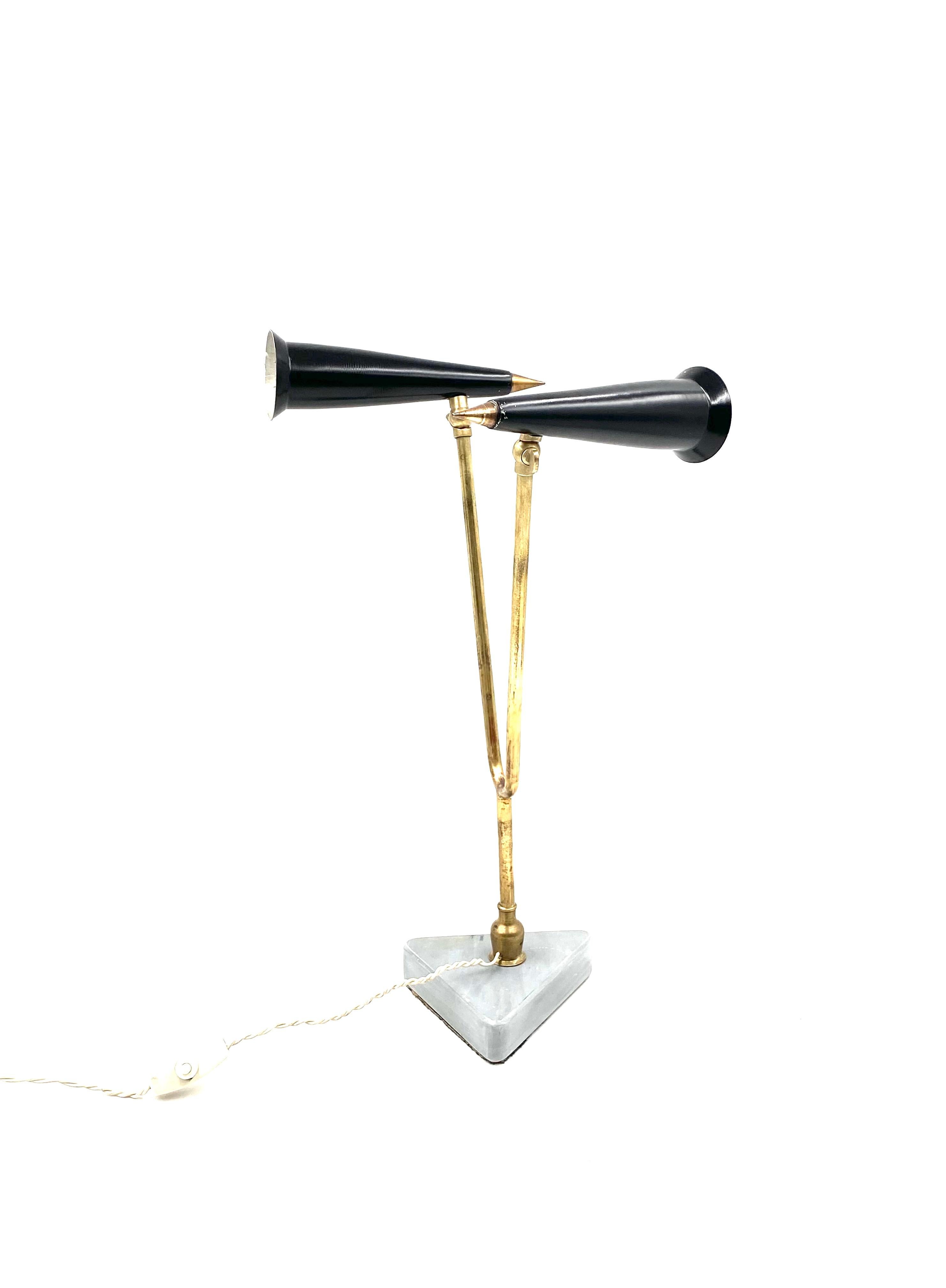 Lampe de table à double lumière du milieu du siècle, Italie 1960 en vente 2