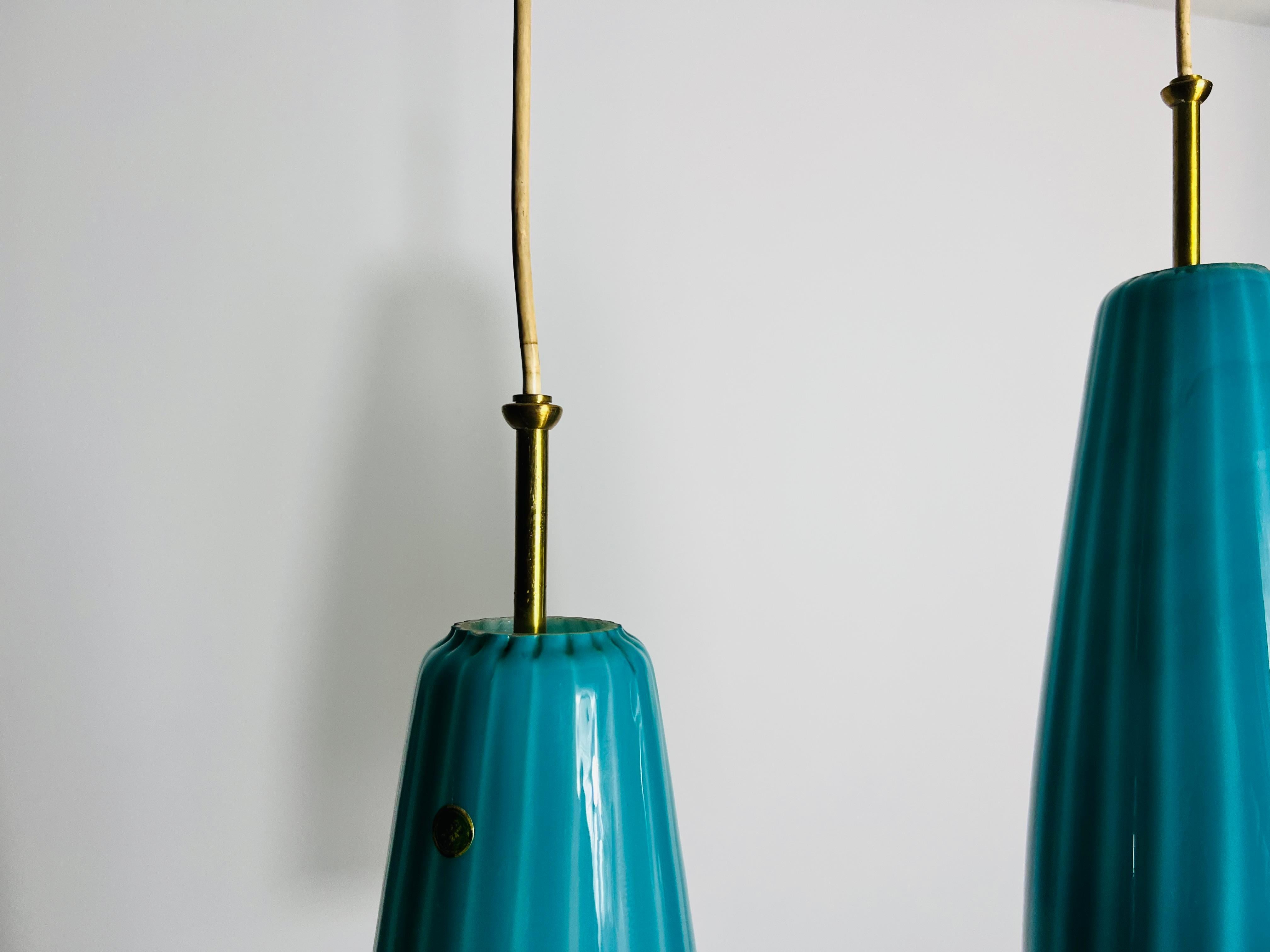 Mid-Century Double Murano Glass Ceiling Lamp, Italy, 1960s For Sale 3