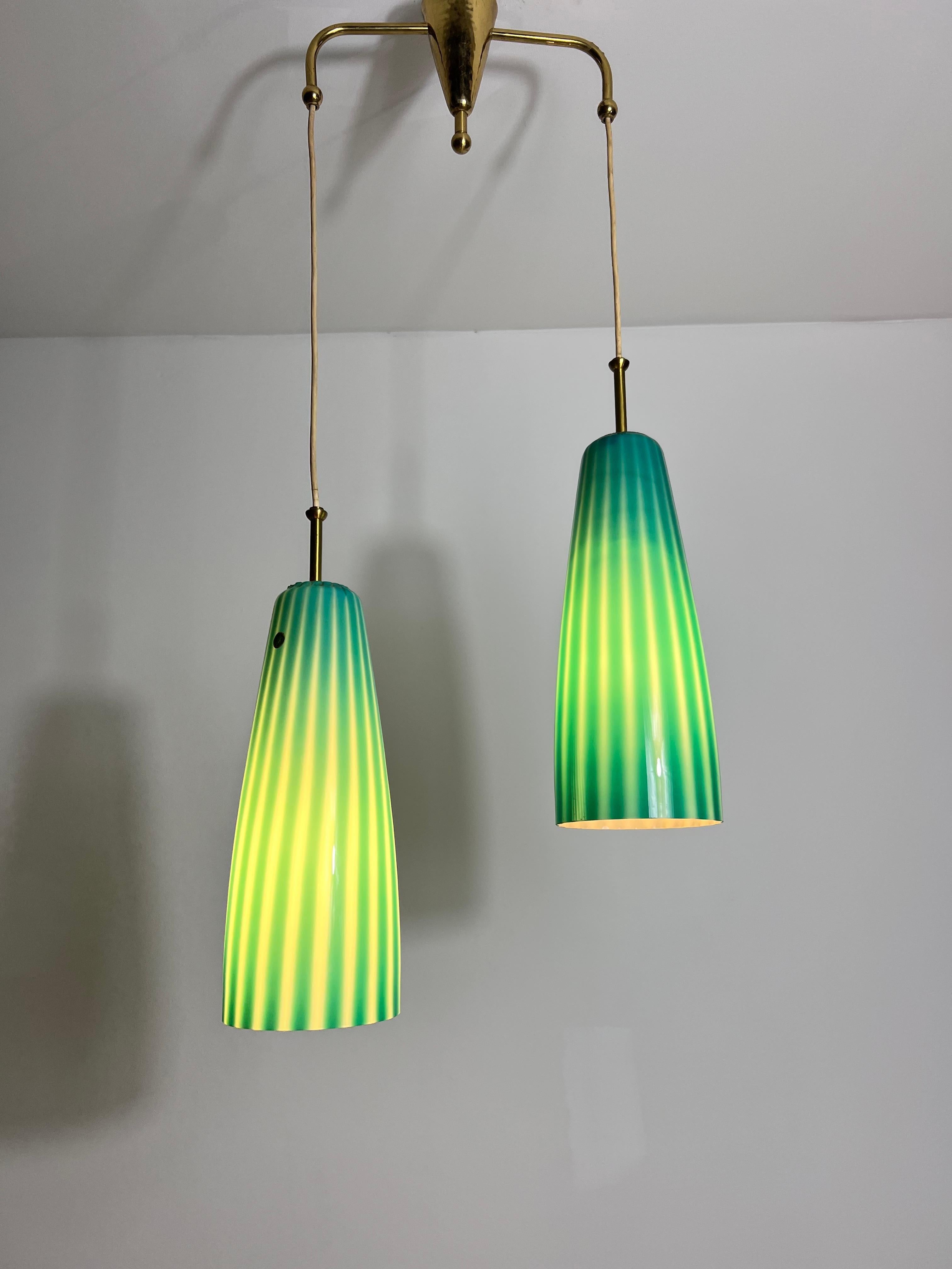 Mid-Century Double Murano Glass Ceiling Lamp, Italy, 1960s For Sale 5