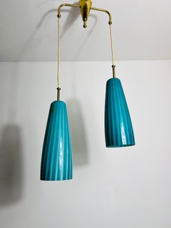 Mid-Century Double Murano Glass Ceiling Lamp, Italy, 1960s
