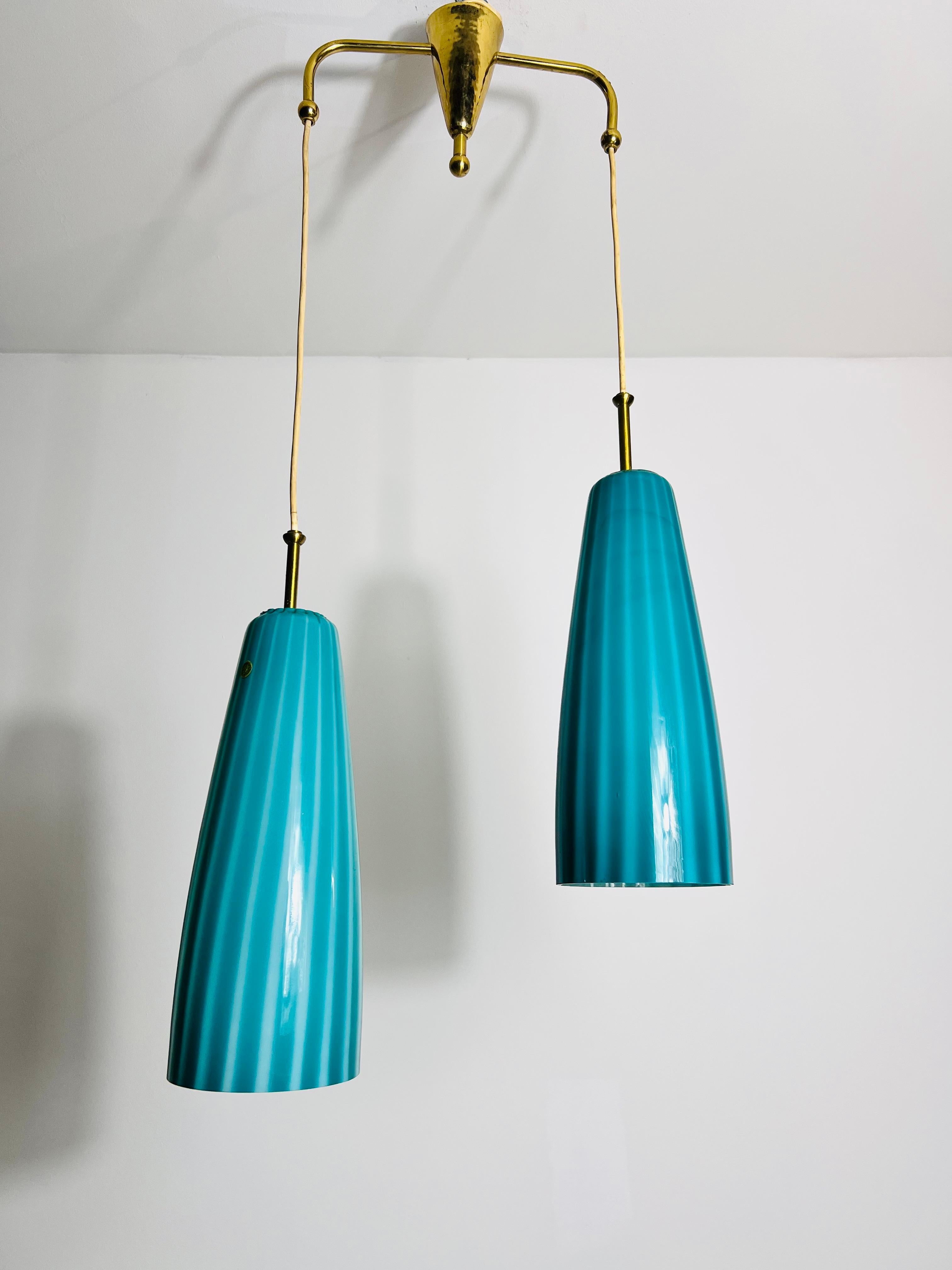 Mid-Century Modern Mid-Century Double Murano Glass Ceiling Lamp, Italy, 1960s For Sale