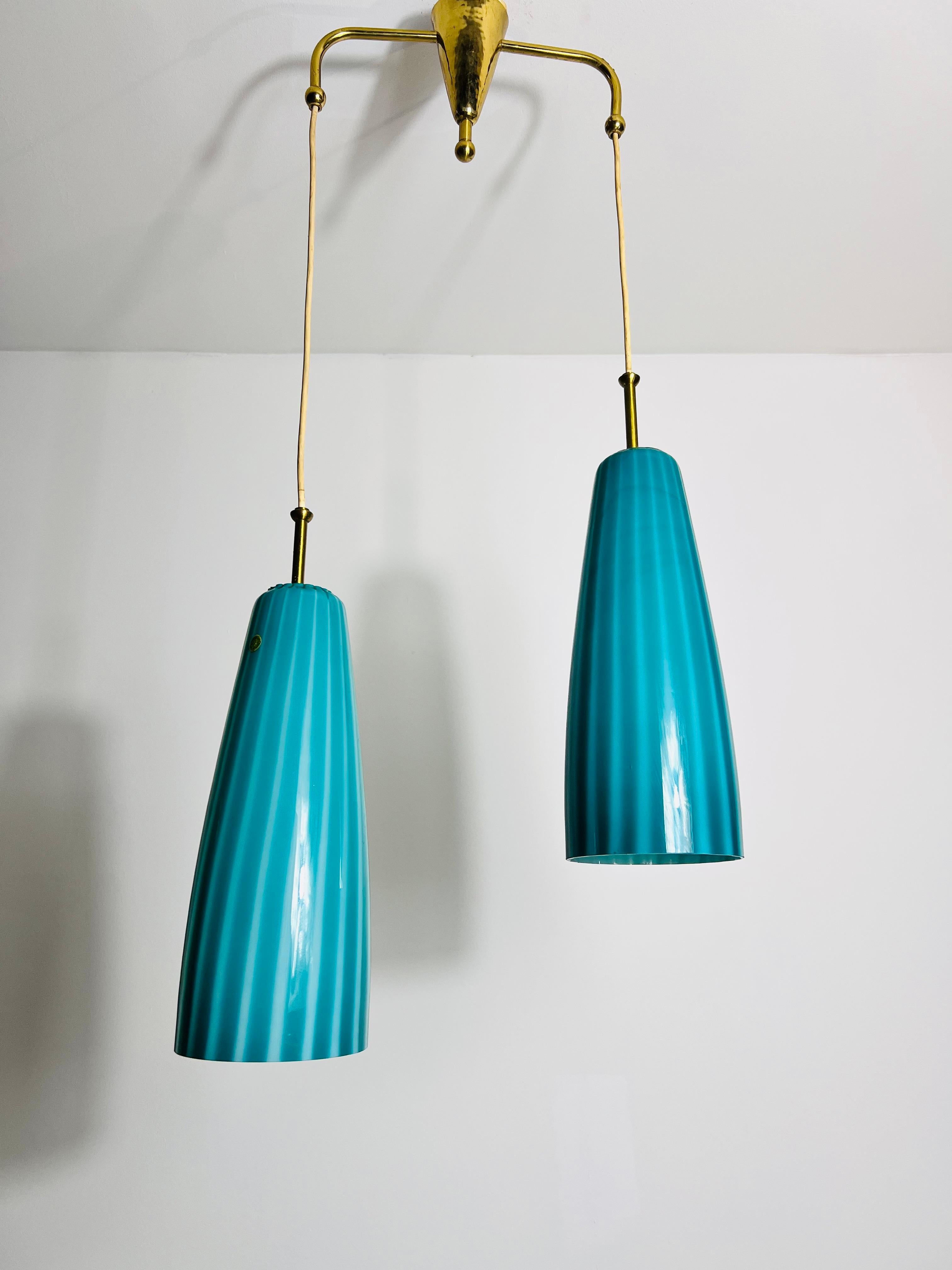 Italian Mid-Century Double Murano Glass Ceiling Lamp, Italy, 1960s For Sale