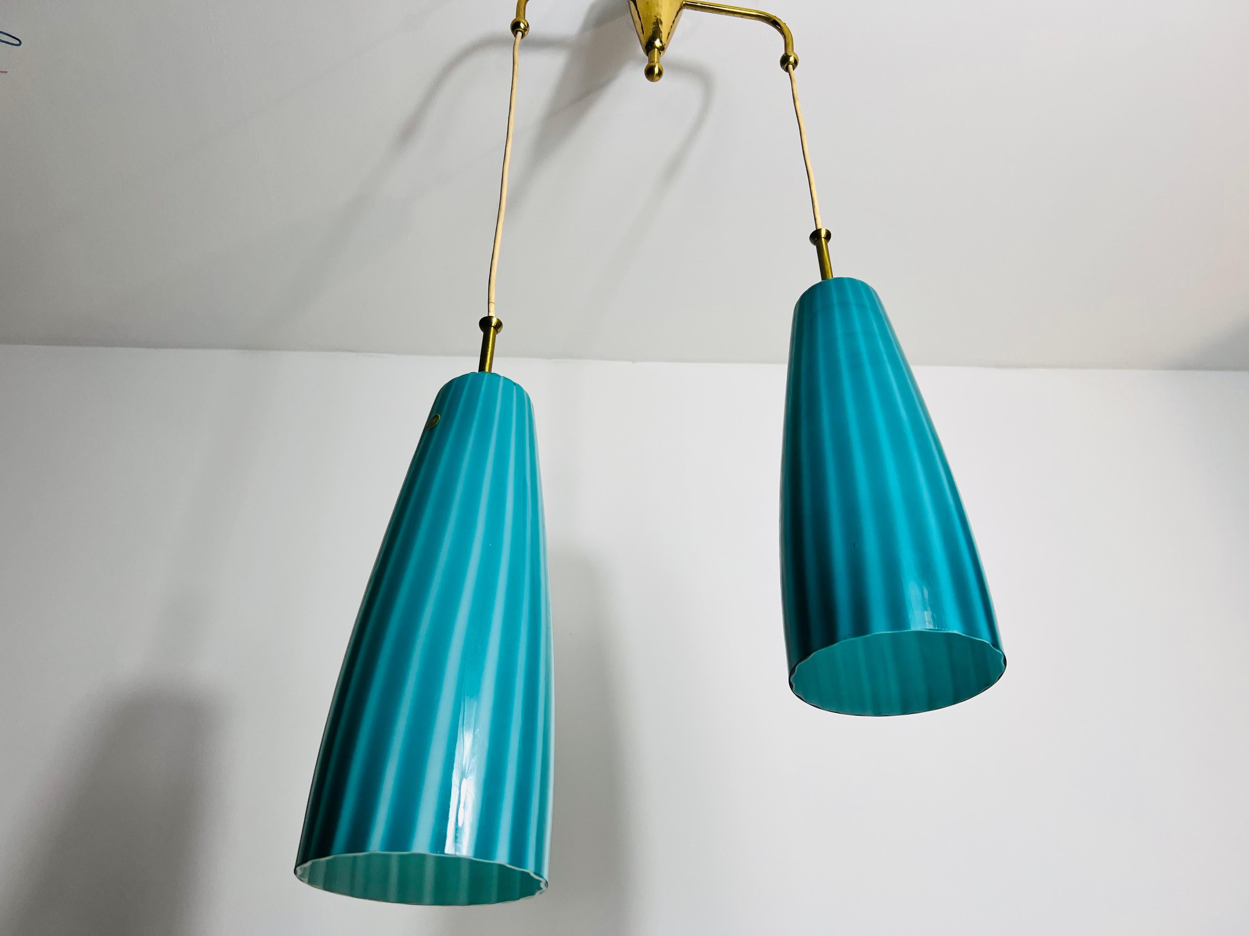 Mid-Century Double Murano Glass Ceiling Lamp, Italy, 1960s In Good Condition For Sale In Hagenbach, DE
