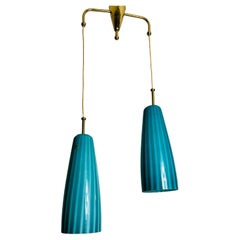 Mid-Century Double Murano Glass Ceiling Lamp, Italy, 1960s