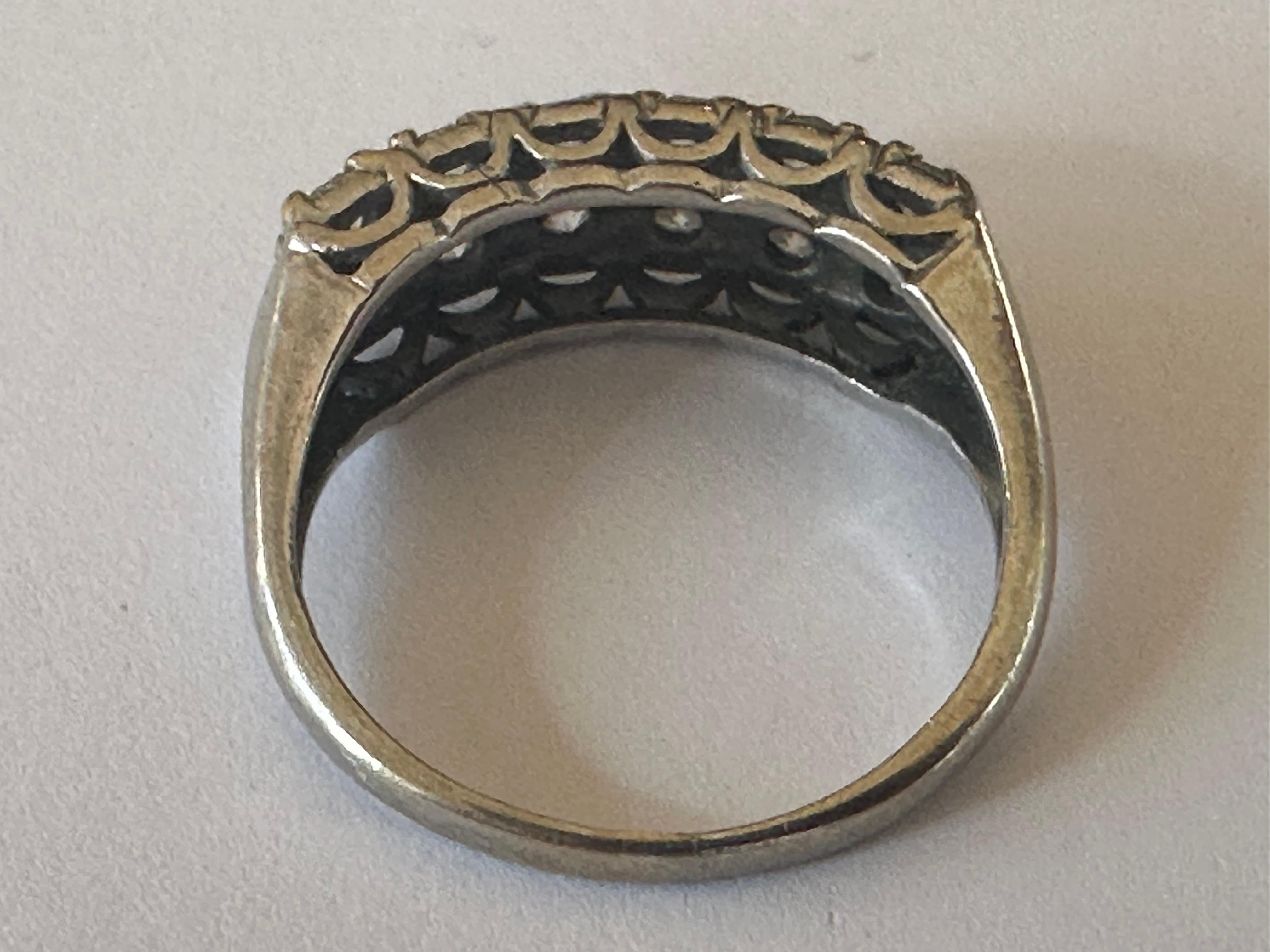 Mid-Century Double Row Diamond Band   In Good Condition For Sale In Denver, CO