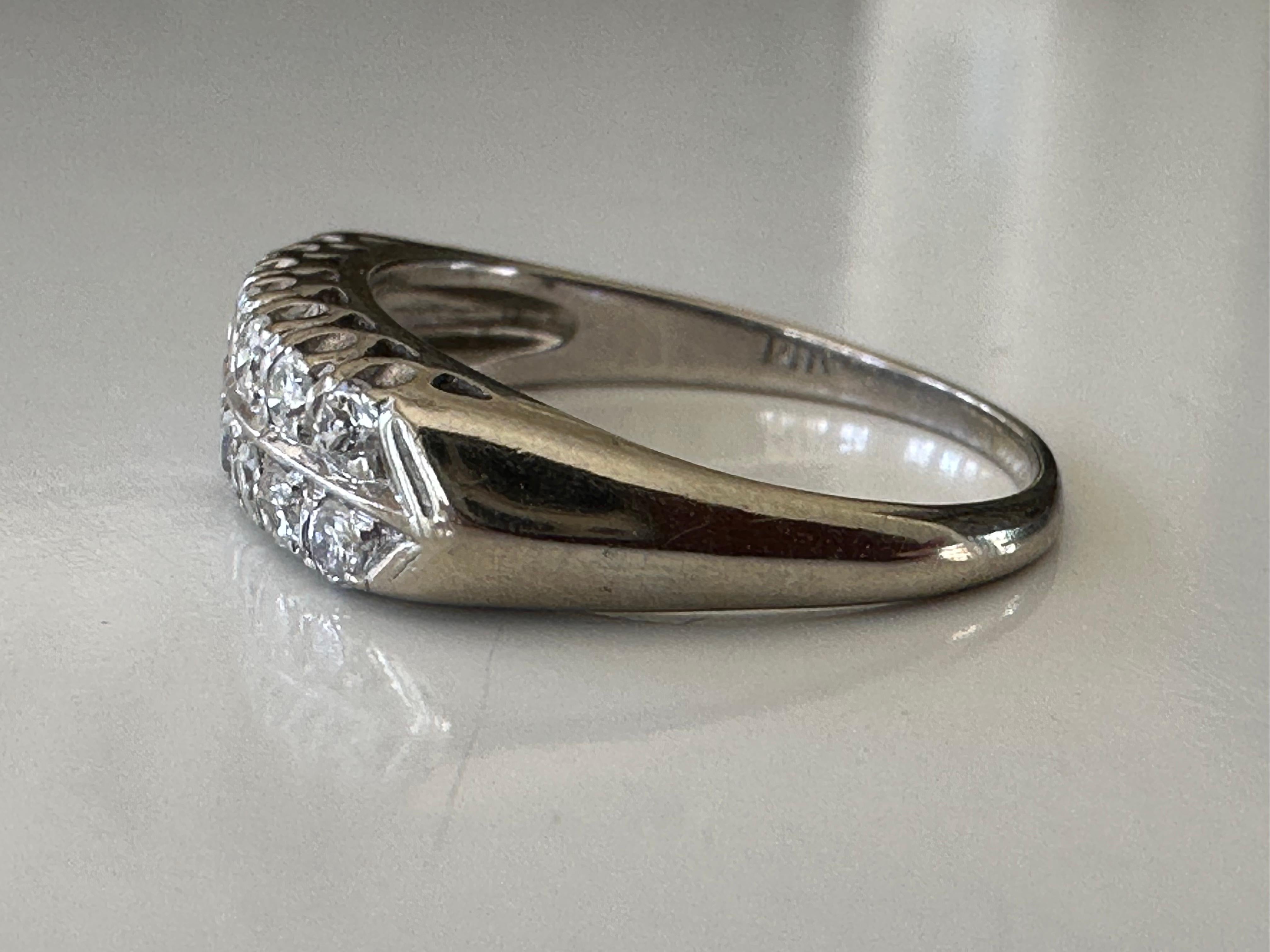 Midcentury Double Row Diamond Band In Good Condition For Sale In Denver, CO