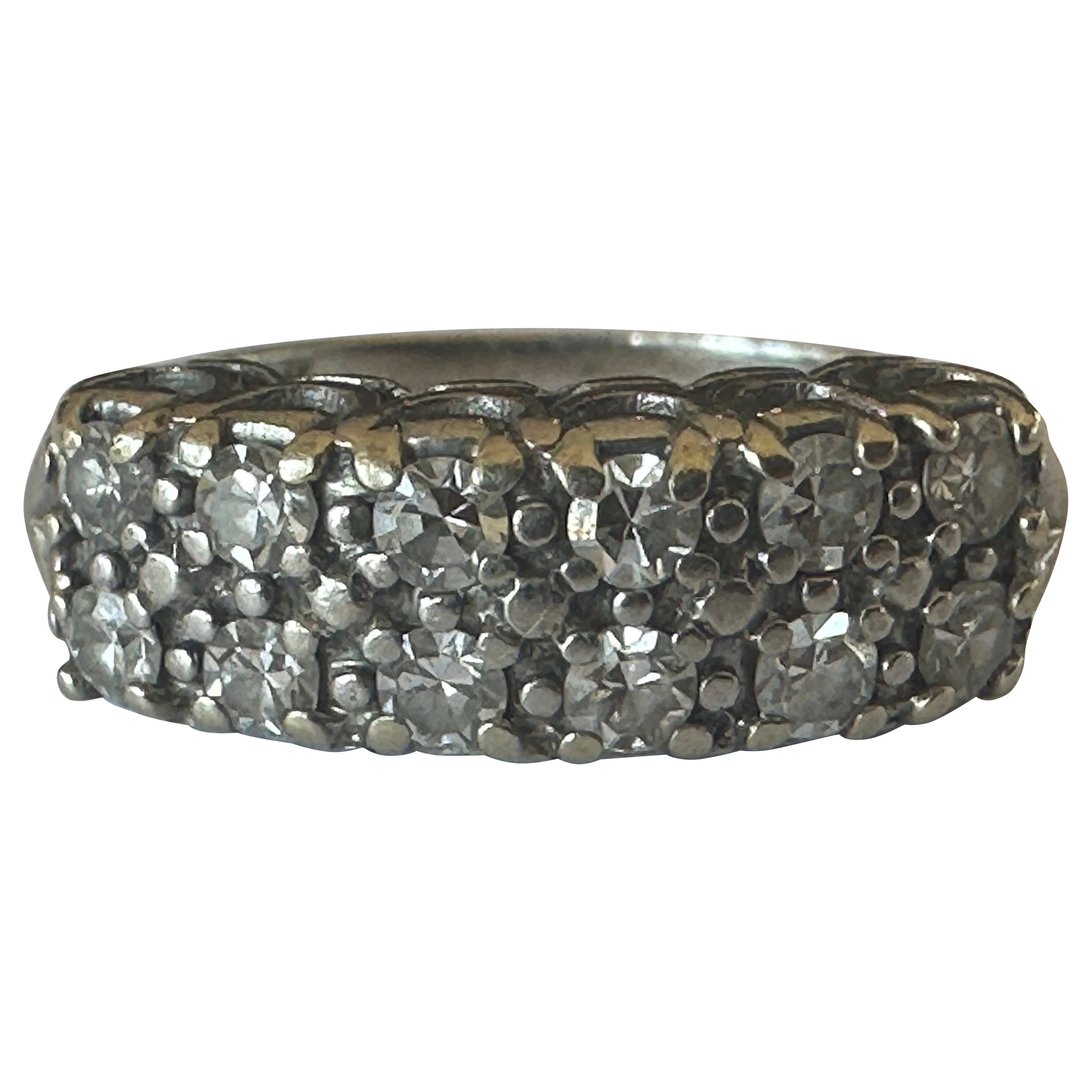Bandeau à double rangée de diamants Mid-Century