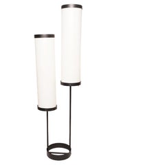 Mid Century Double Shade Paper and Iron Floor Lamp