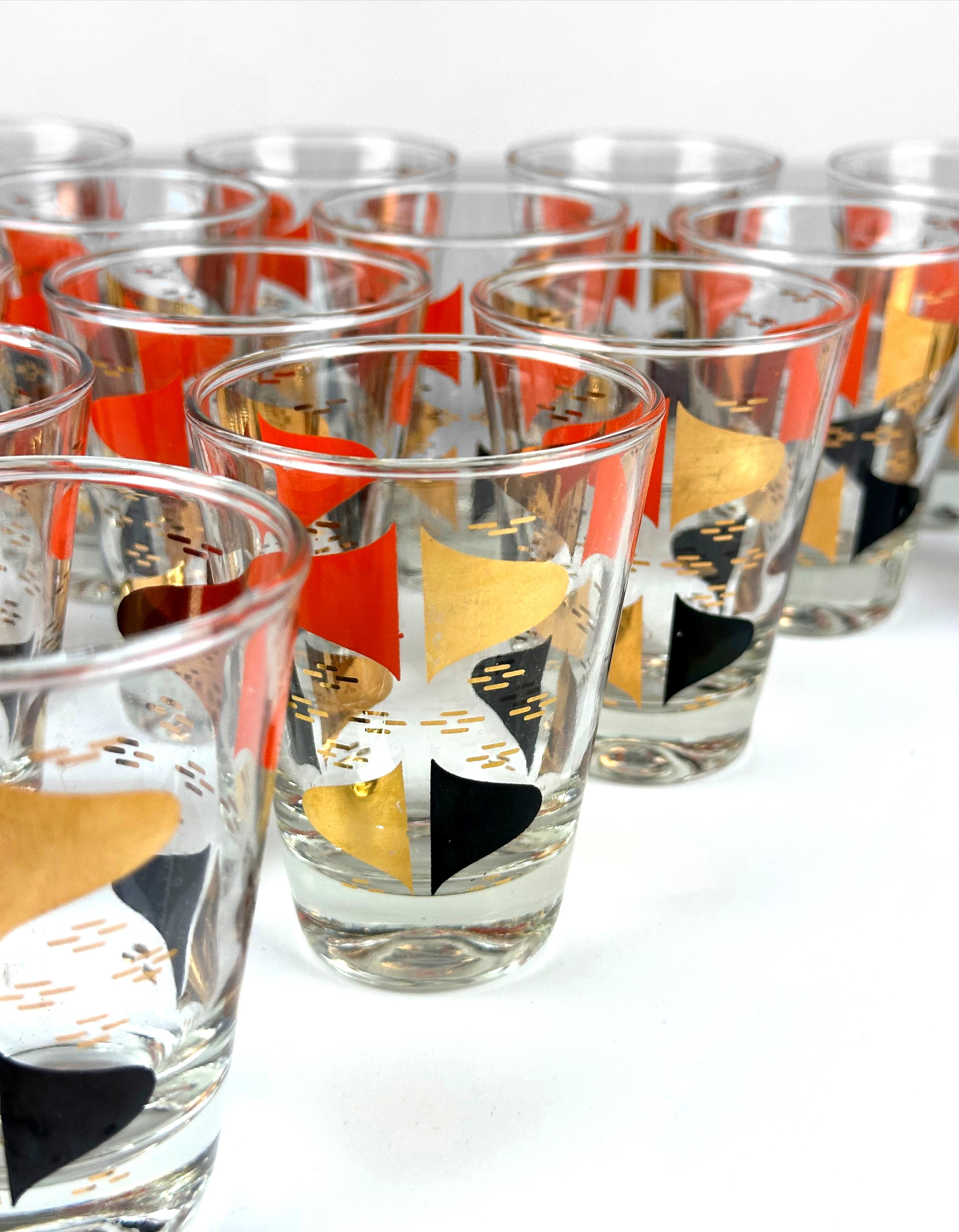 Mid-Century Double-Shot Whiskey Glasses by Anchor Hocking, Set of 17 For Sale 1