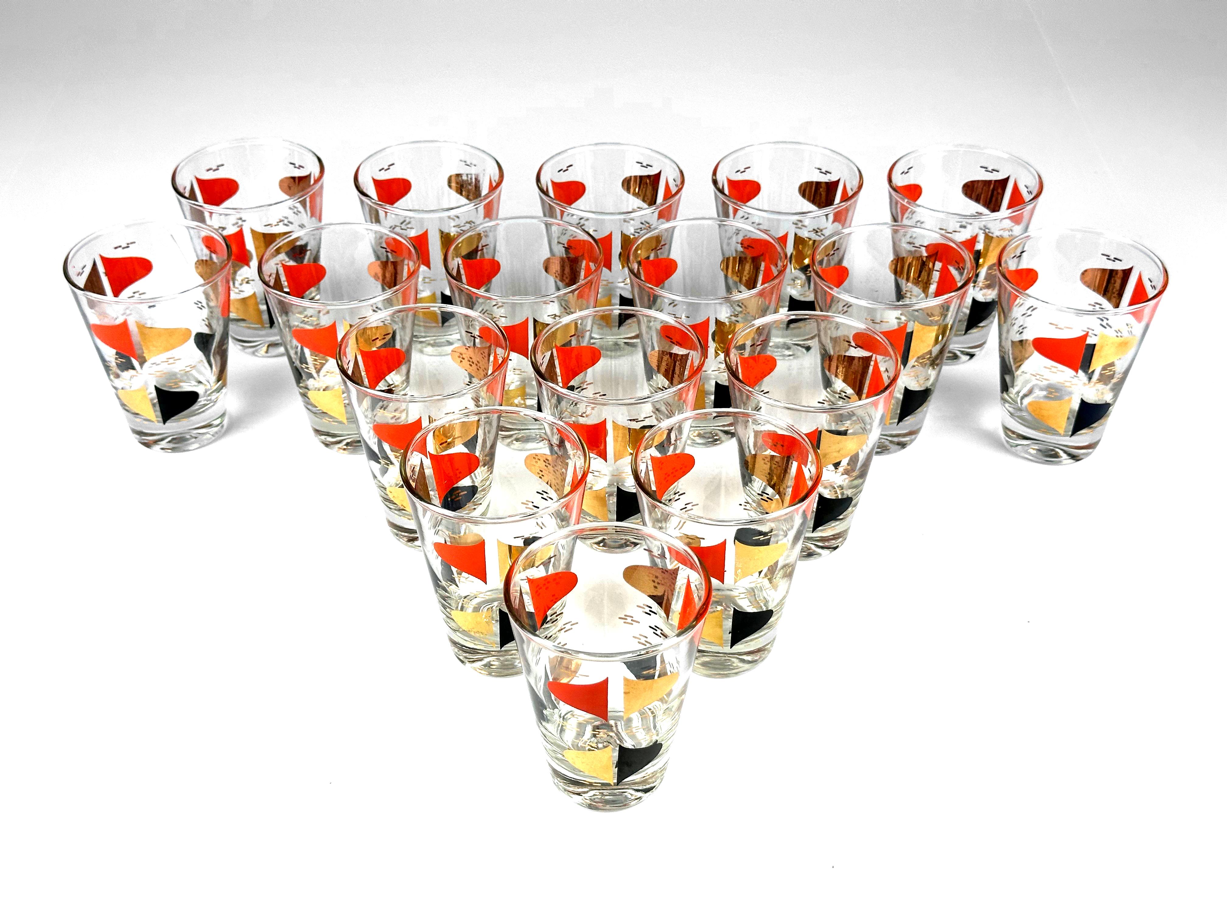 Mid-Century Double-Shot Whiskey Glasses by Anchor Hocking, Set of 17 For Sale 4