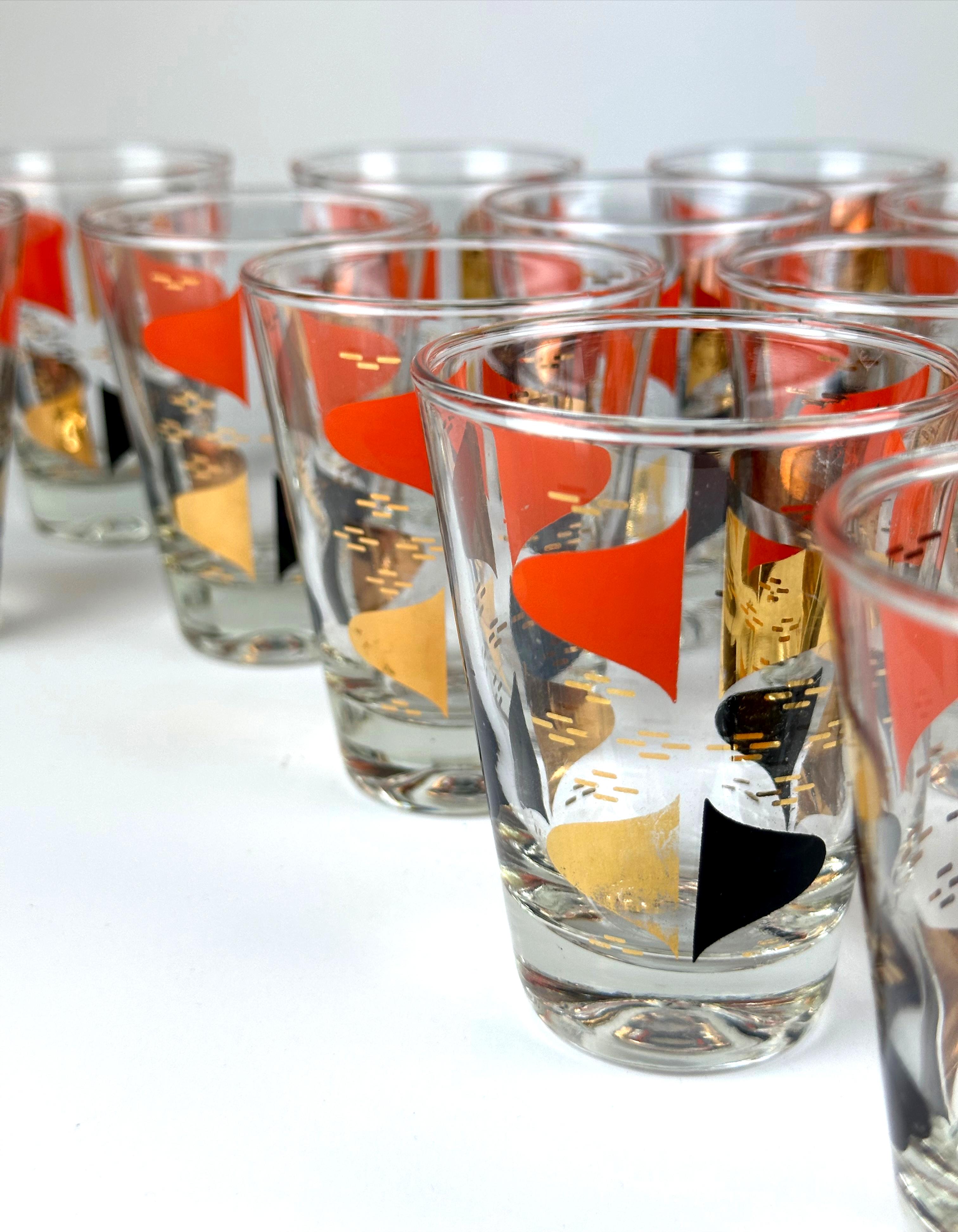 Mid-20th Century Mid-Century Double-Shot Whiskey Glasses by Anchor Hocking, Set of 17 For Sale