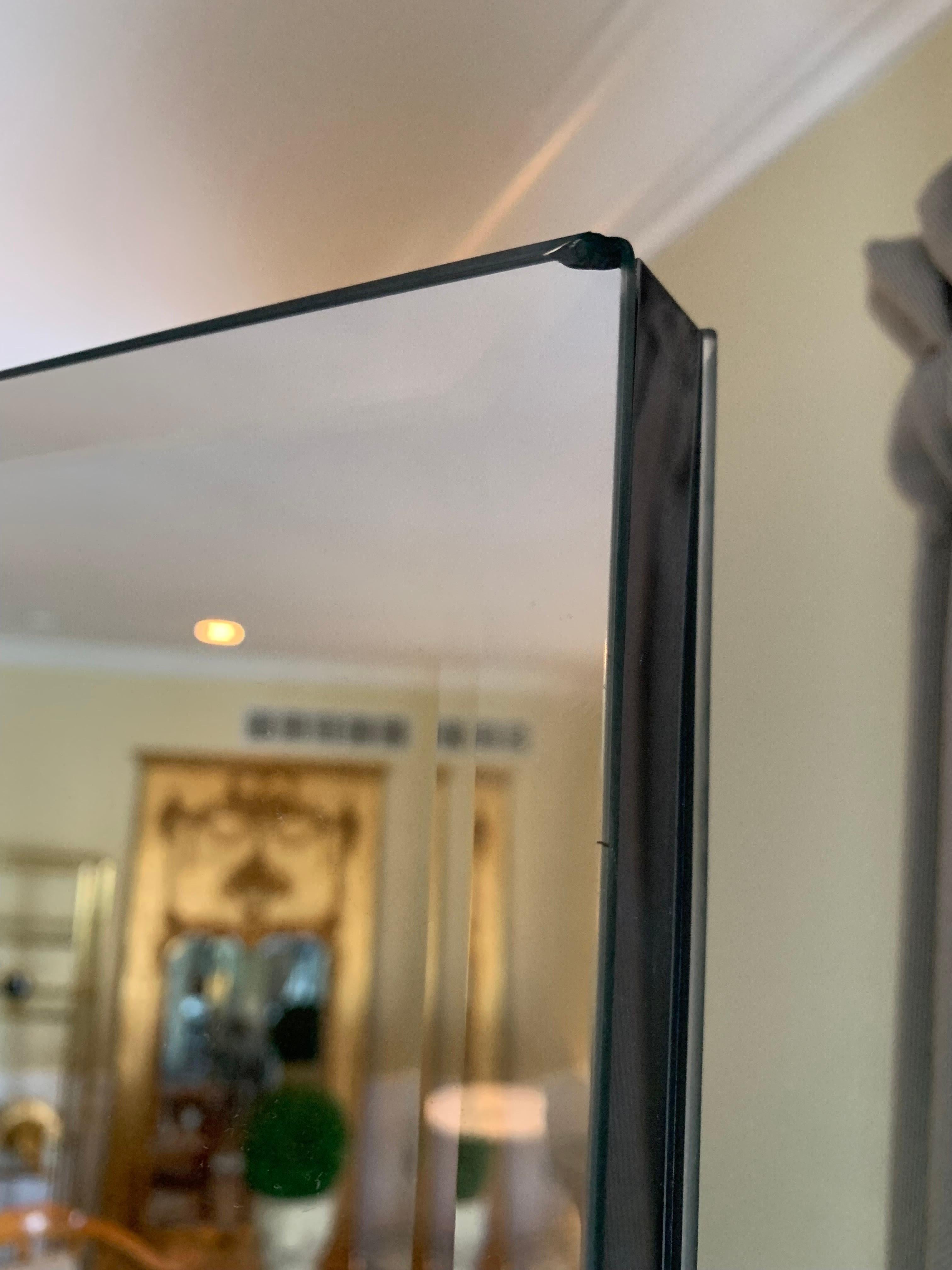 Hollywood Regency Mid Century Double-Sided and Beveled Mirror Room Divider with Full Piano Hinge