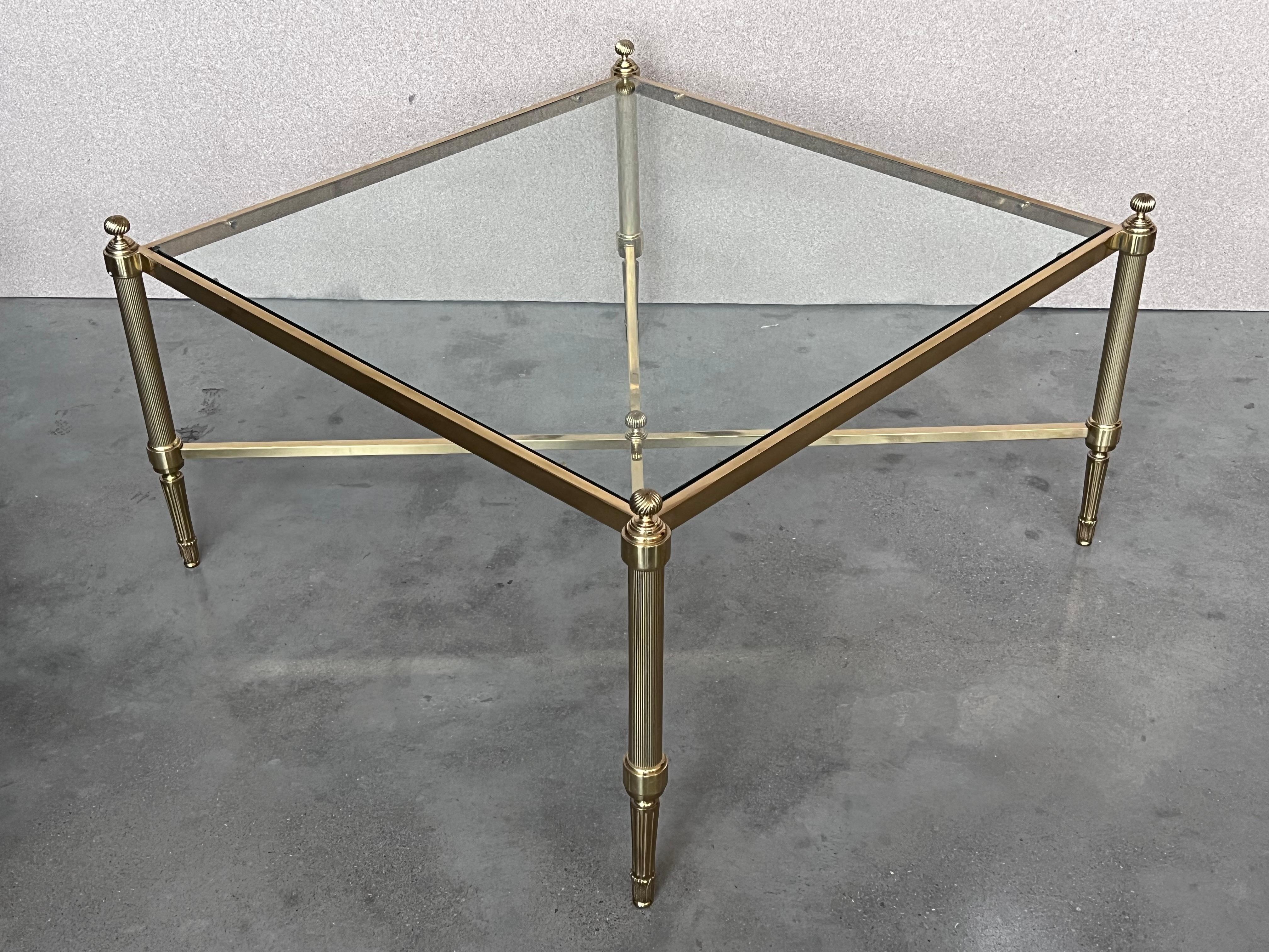 20th Century Mid-Century Double Tray Bronze & Glass Coffee Table in Maison Jansen Style For Sale