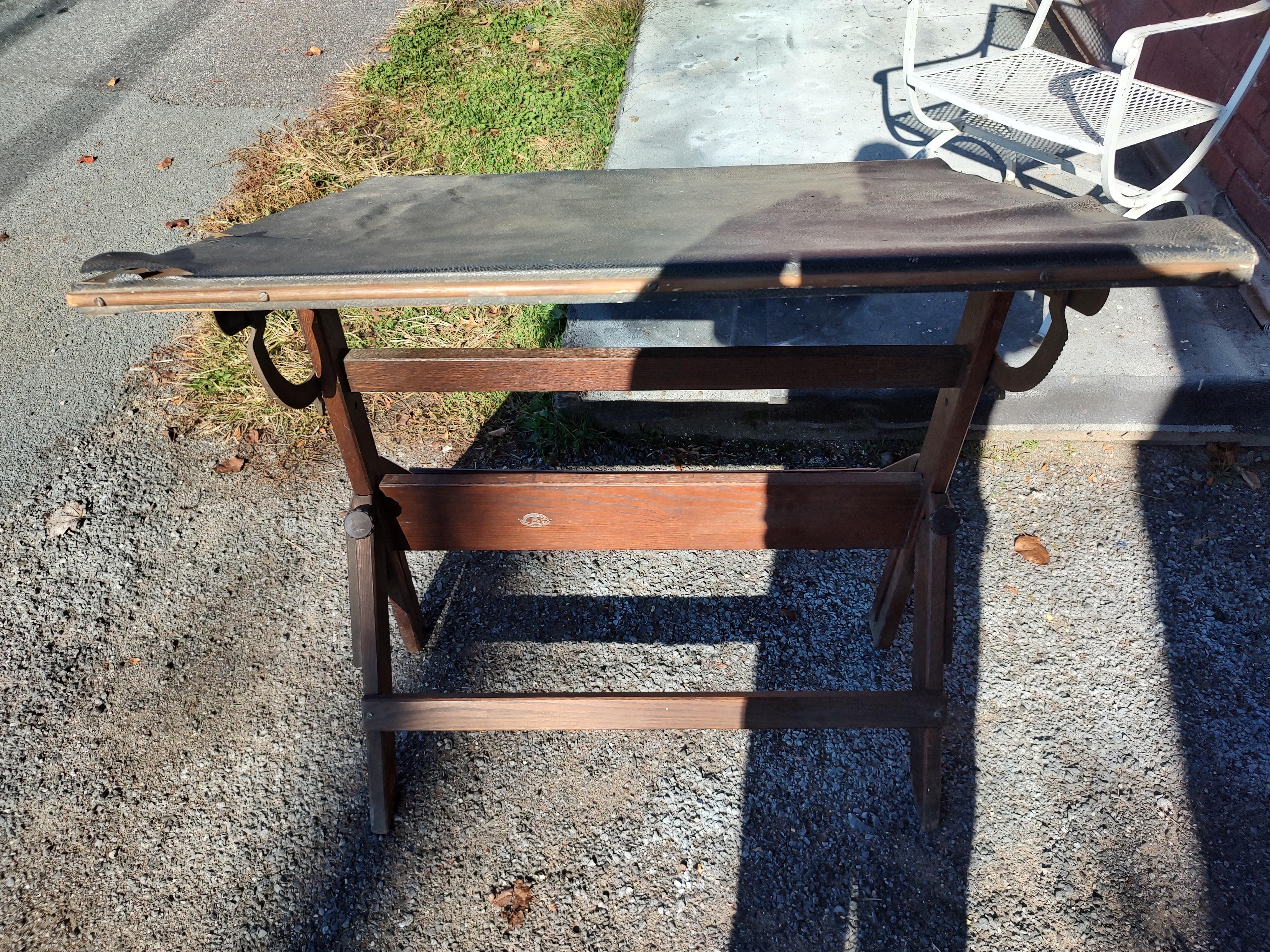 Mid Century Drafting Table by Anco C1940 Oak & Maple In Good Condition For Sale In Port Jervis, NY