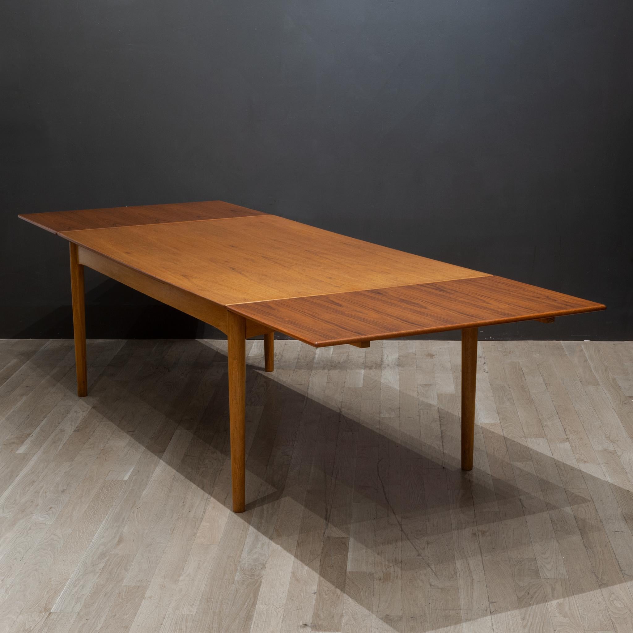 20th Century Mid-century Draw Leaf Teak Dining Table c.1960