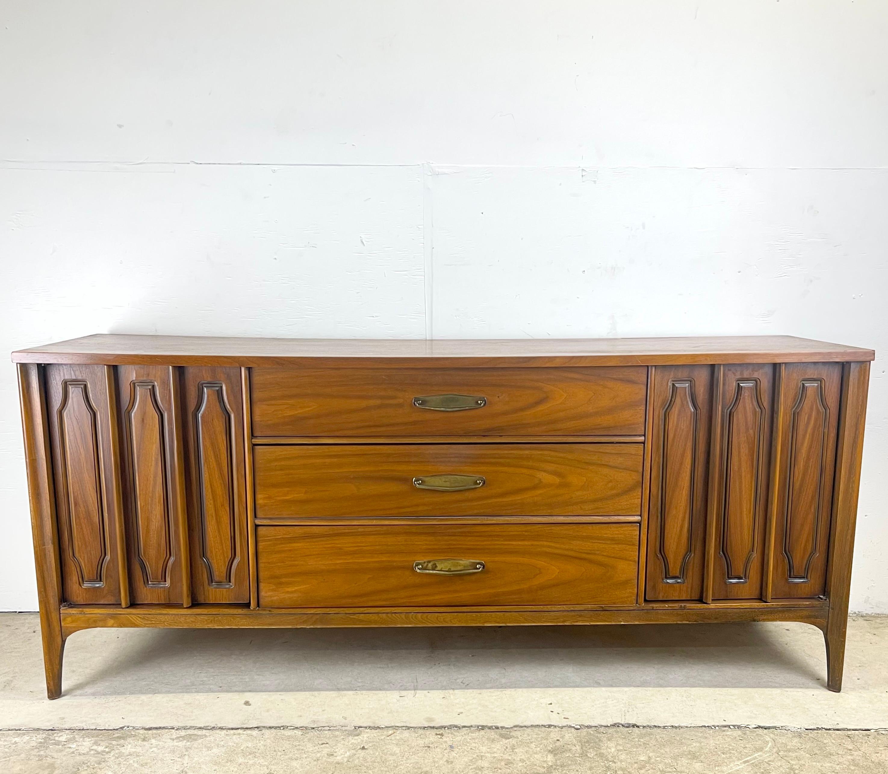 Veneer Mid-Century Dresser and Mirror Set by Kent Coffey For Sale